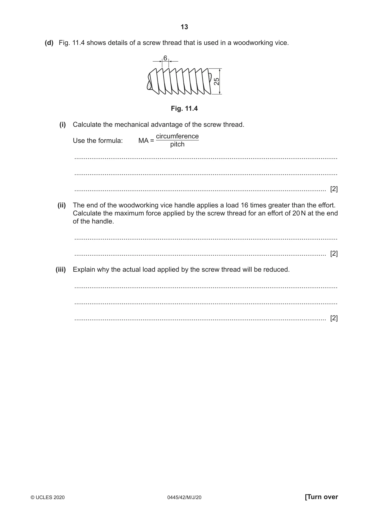 Cambridge IGCSE Design and Technology 0445 2020 May/June Paper 4 · Variant 2 question paper, page 13 of 20