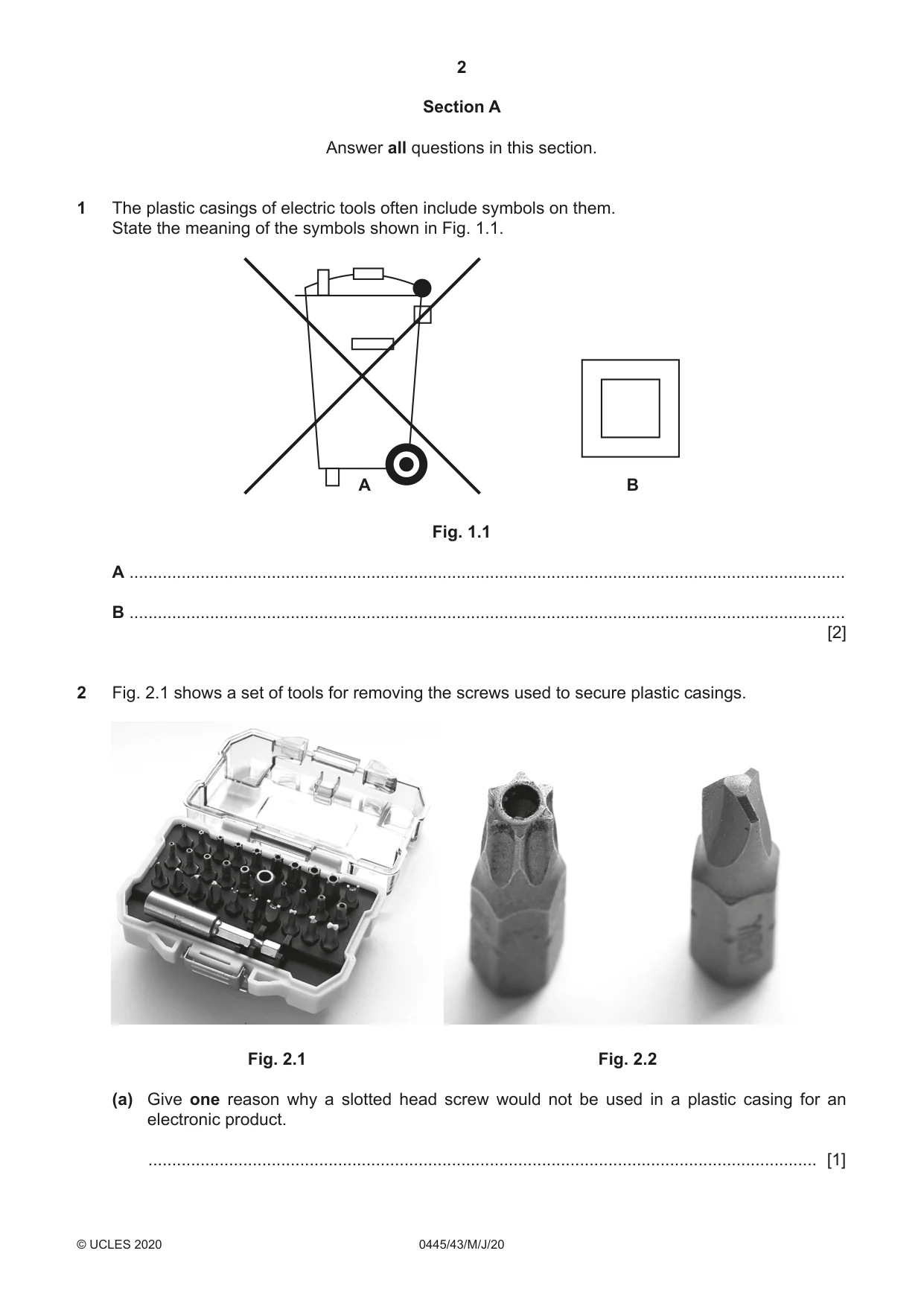 Cambridge IGCSE Design and Technology 0445 2020 May/June Paper 4 · Variant 3 question paper, page 2 of 20