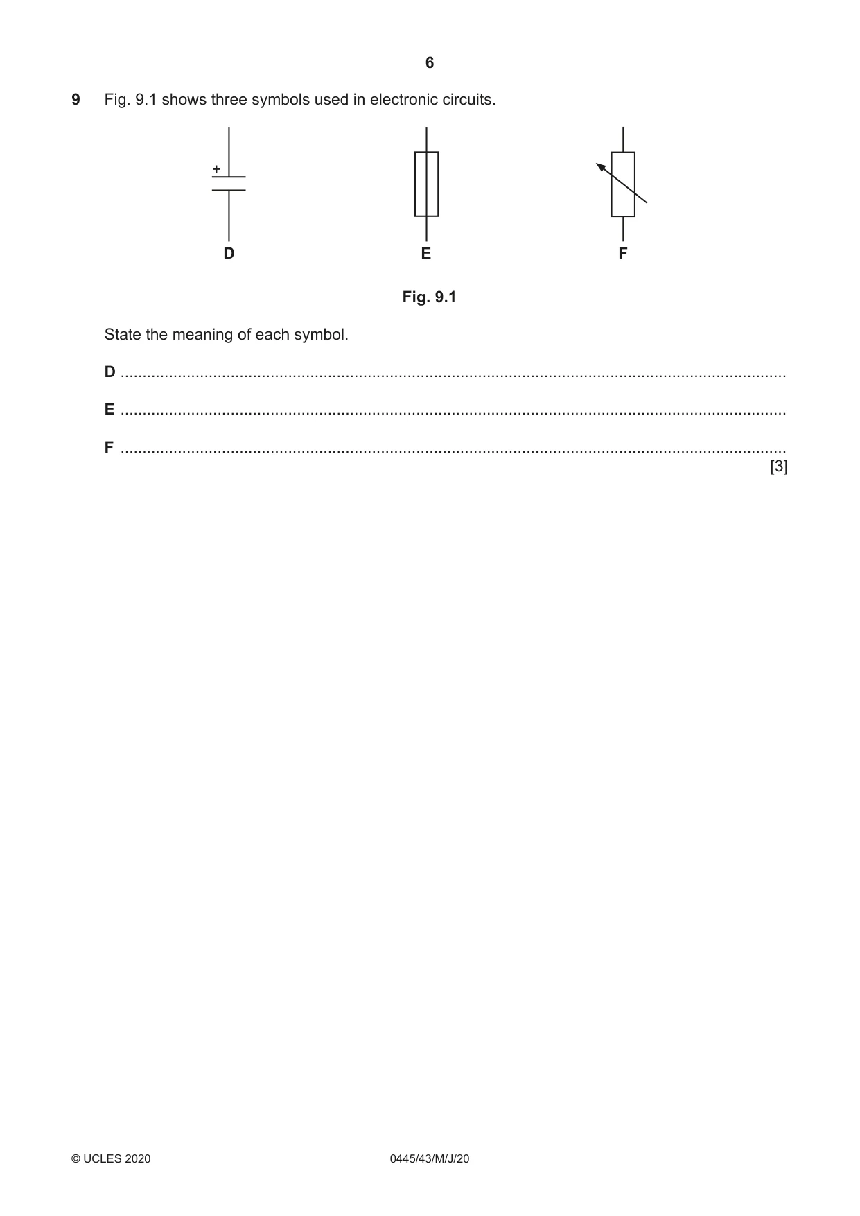 Cambridge IGCSE Design and Technology 0445 2020 May/June Paper 4 · Variant 3 question paper, page 6 of 20