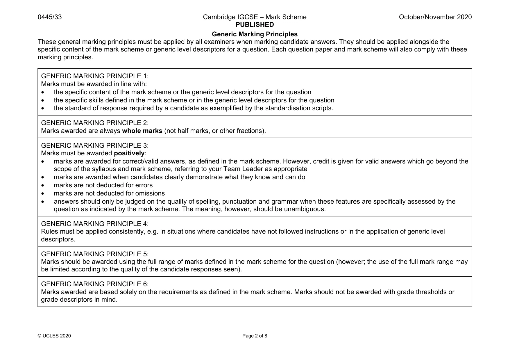 Mark scheme, page 2 of 8