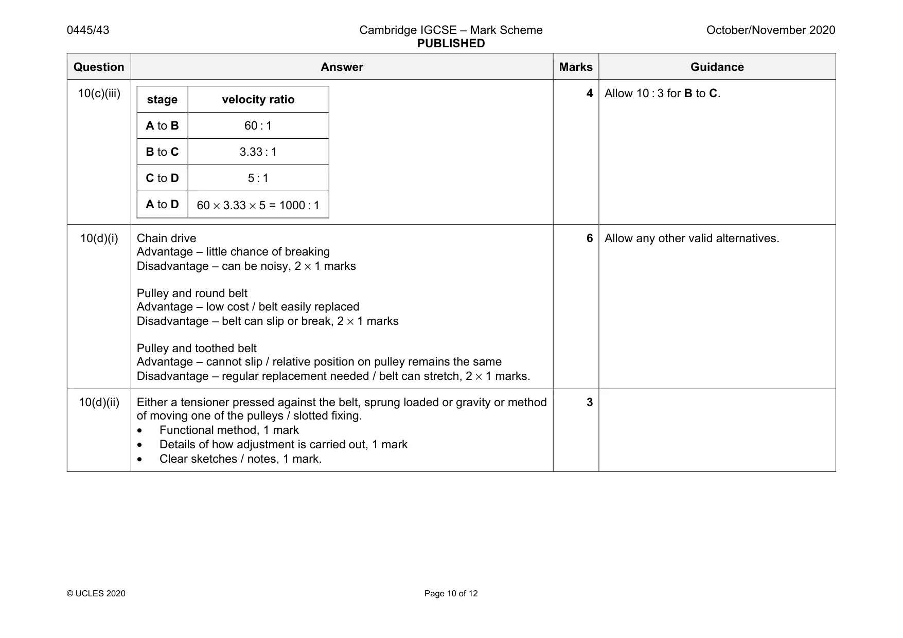Mark scheme, page 10 of 12