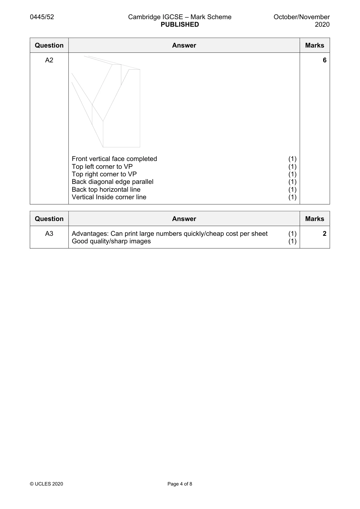 Mark scheme, page 4 of 8