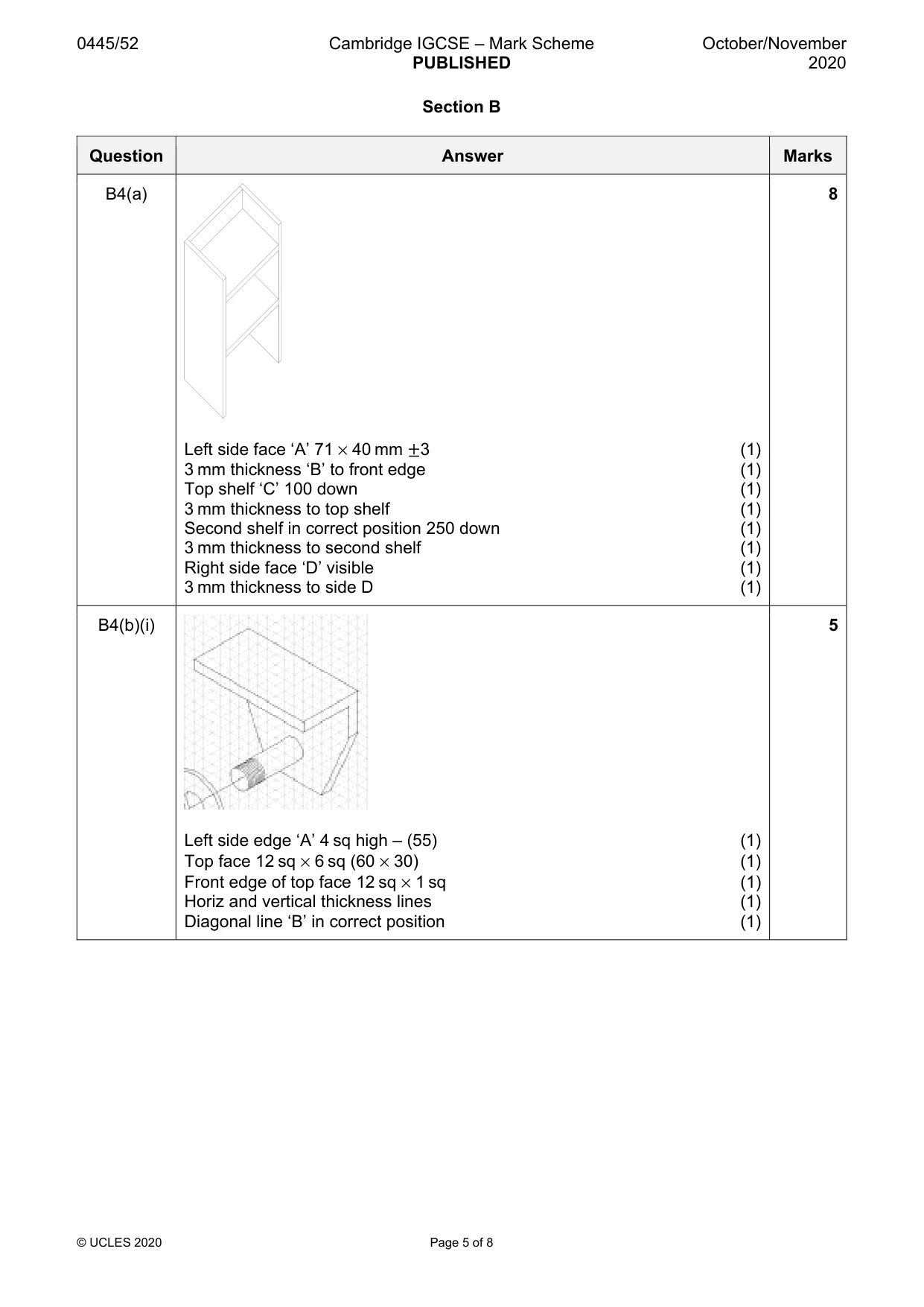 Mark scheme, page 5 of 8