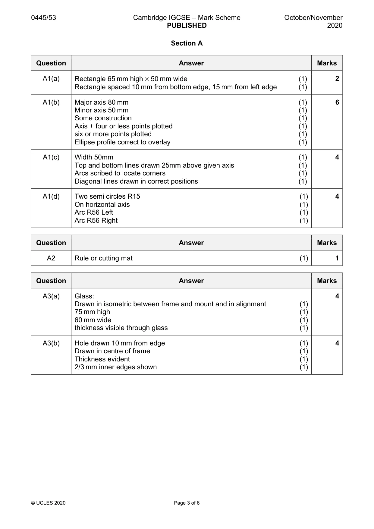 Mark scheme, page 3 of 6