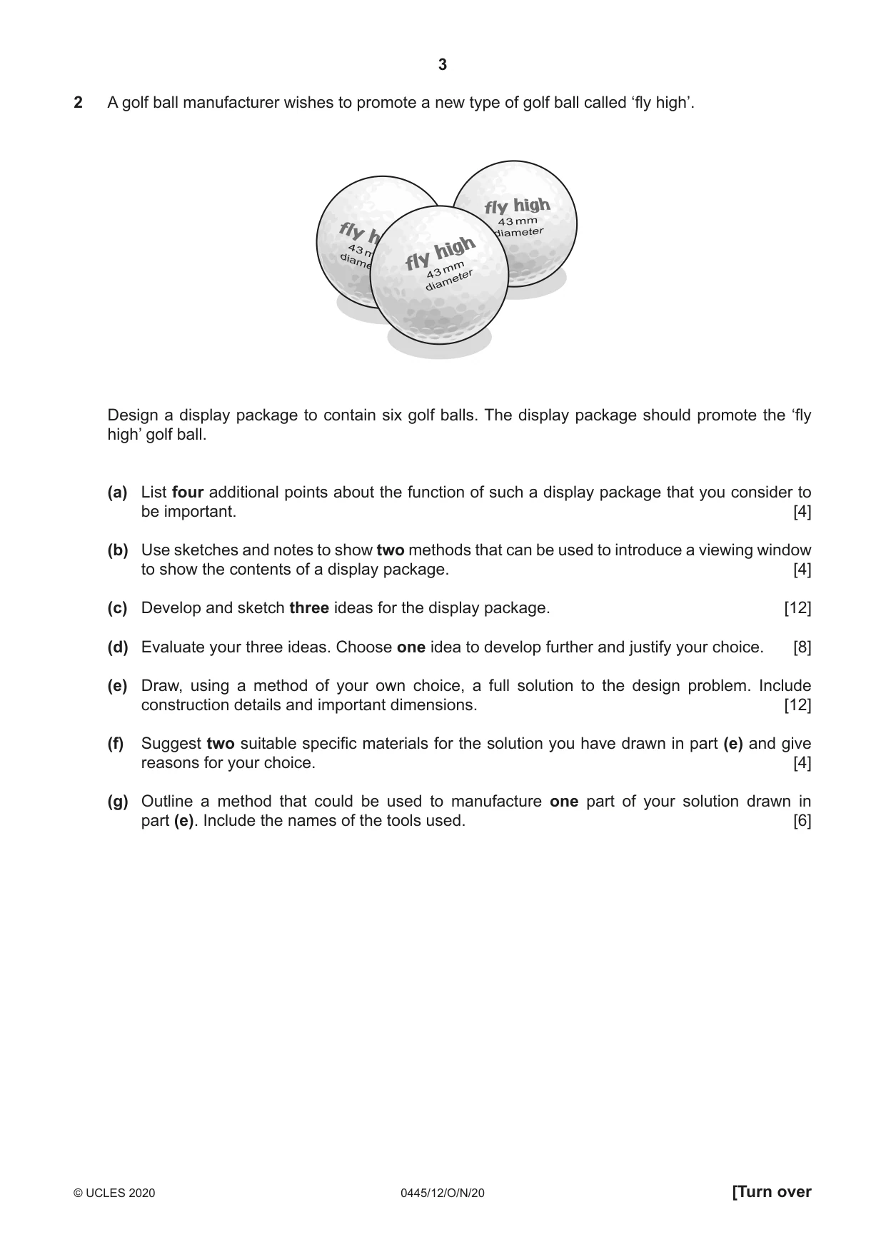 Cambridge IGCSE Design and Technology 0445 2020 Oct/Nov Paper 1 · Variant 2 question paper, page 3 of 4