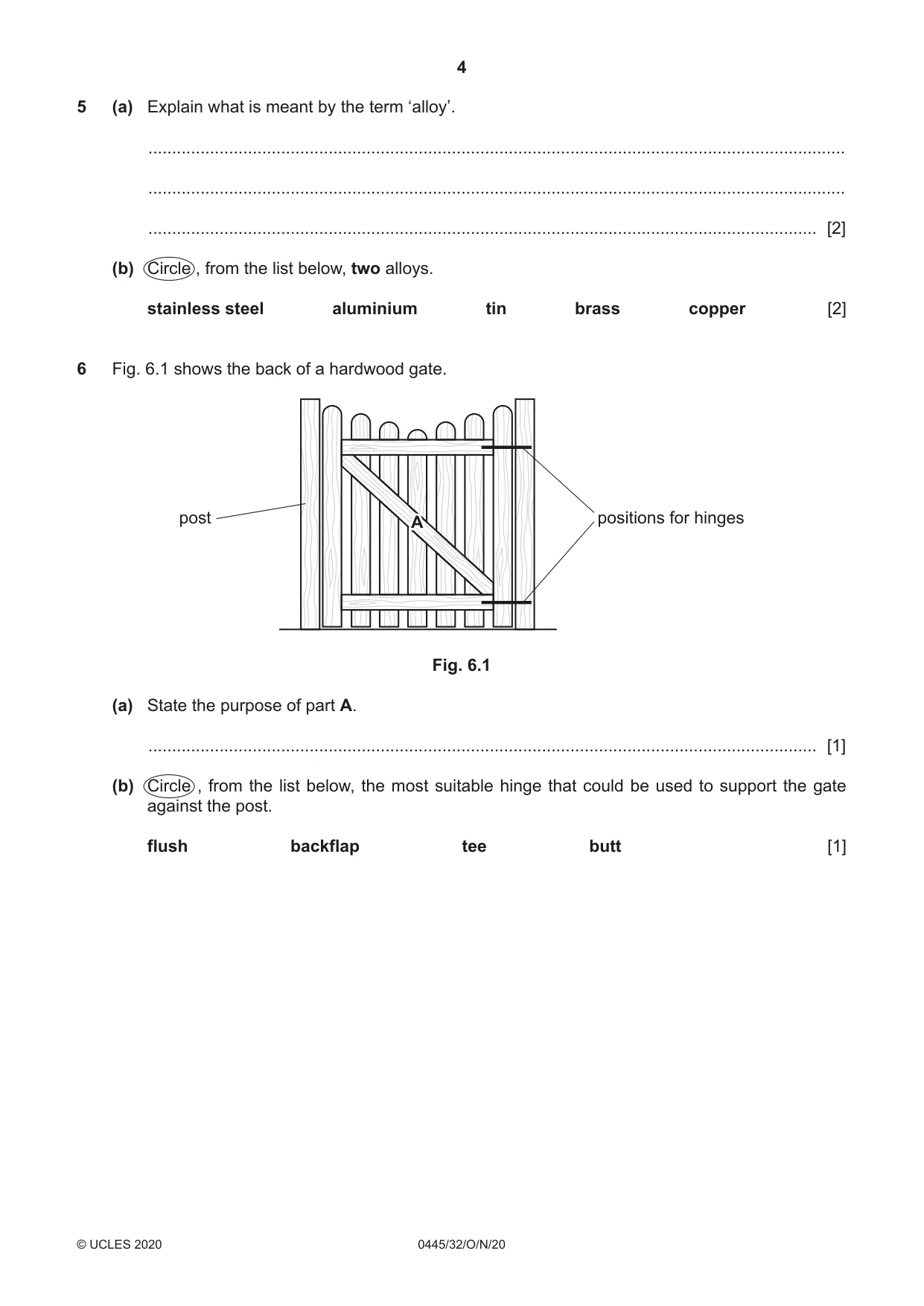 Cambridge IGCSE Design and Technology 0445 2020 Oct/Nov Paper 3 · Variant 2 question paper, page 4 of 24