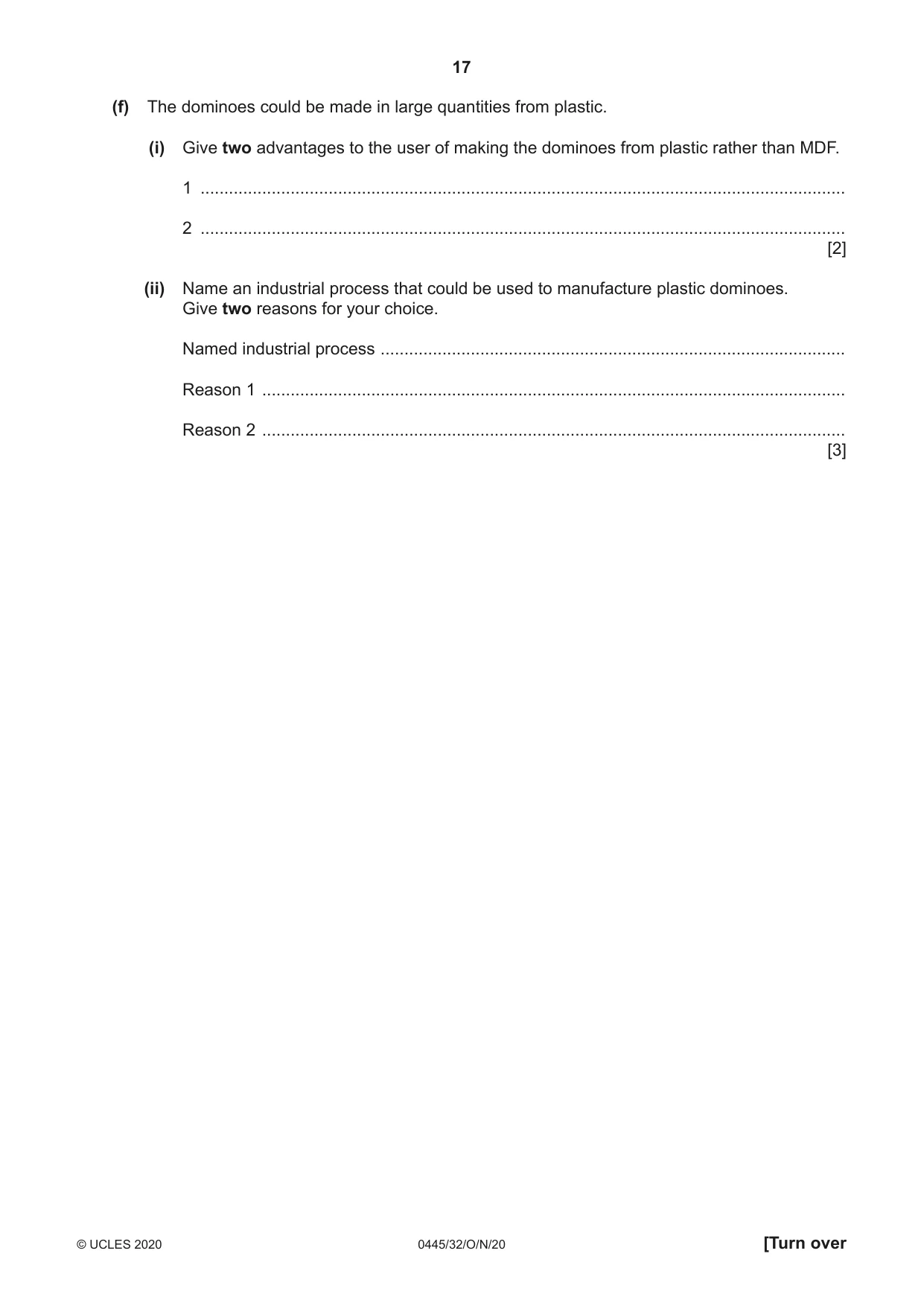 Cambridge IGCSE Design and Technology 0445 2020 Oct/Nov Paper 3 · Variant 2 question paper, page 17 of 24