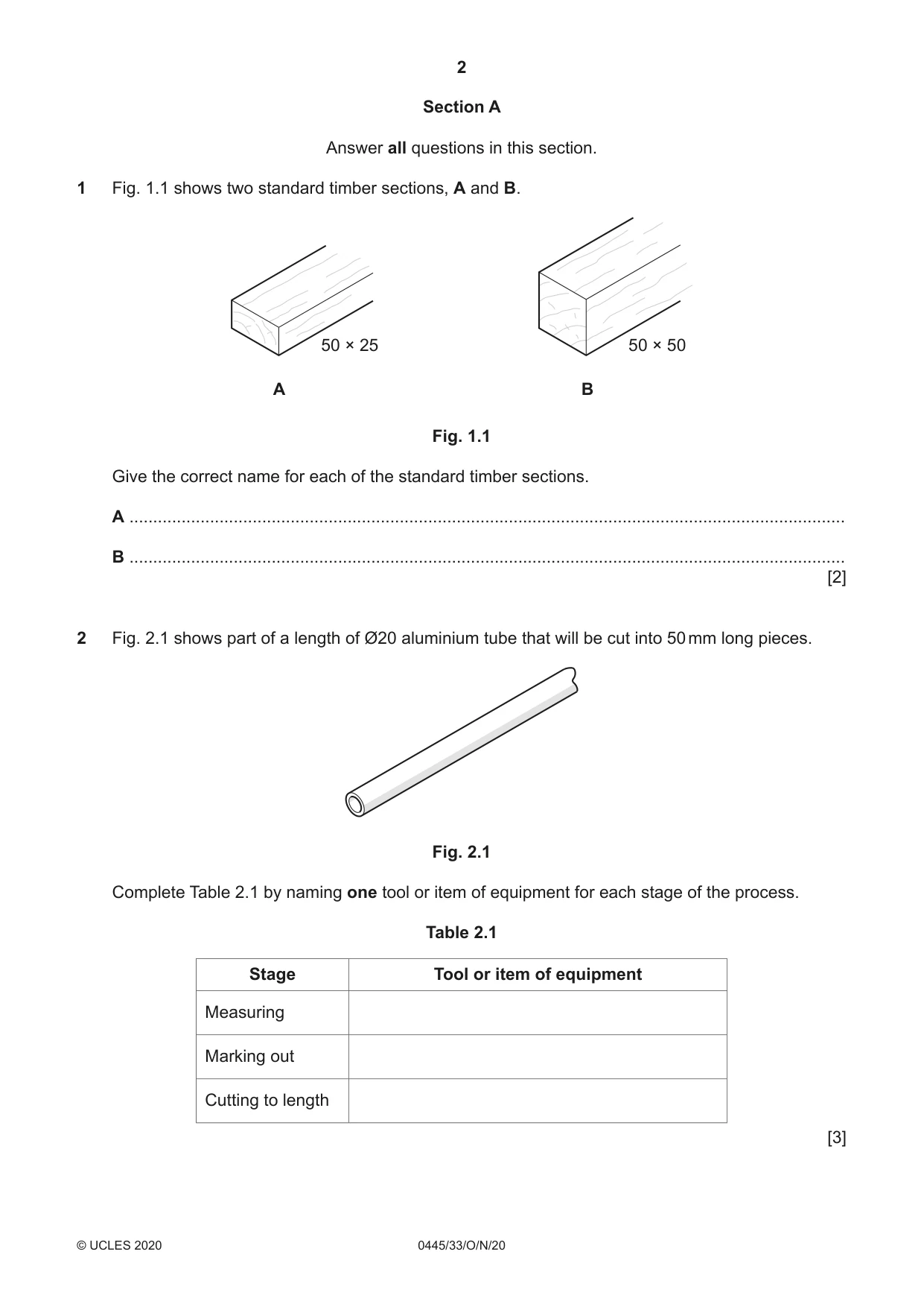 Cambridge IGCSE Design and Technology 0445 2020 Oct/Nov Paper 3 · Variant 3 question paper, page 2 of 20