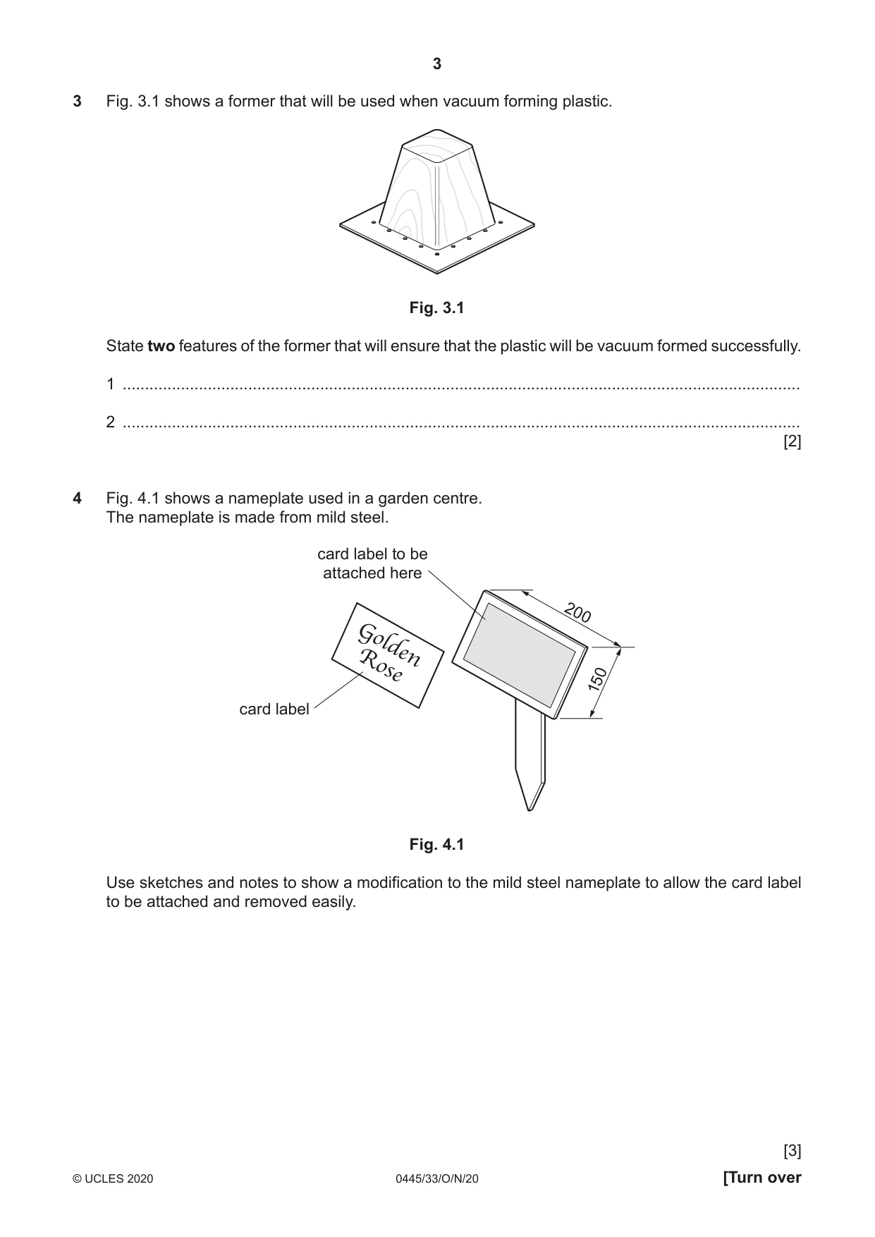Cambridge IGCSE Design and Technology 0445 2020 Oct/Nov Paper 3 · Variant 3 question paper, page 3 of 20
