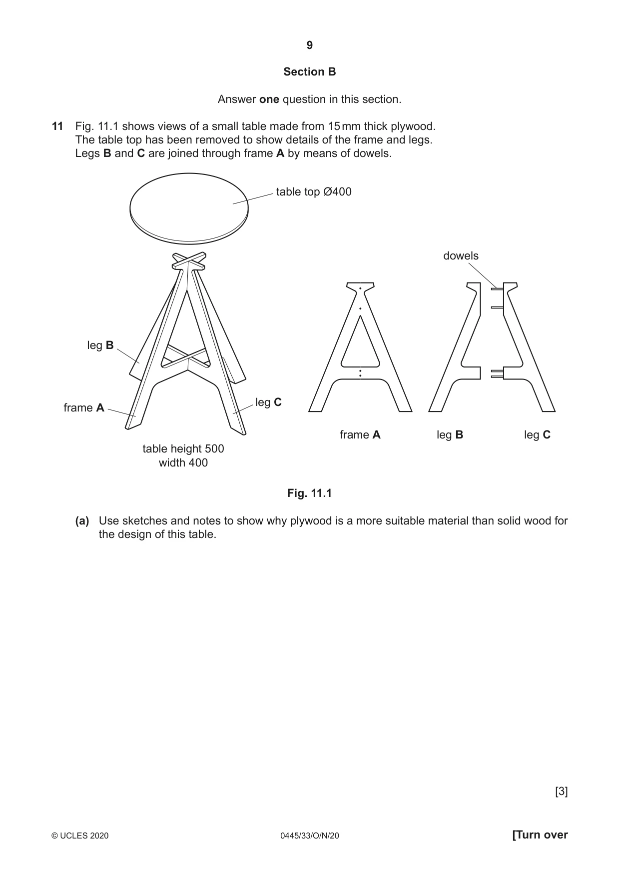 Cambridge IGCSE Design and Technology 0445 2020 Oct/Nov Paper 3 · Variant 3 question paper, page 9 of 20