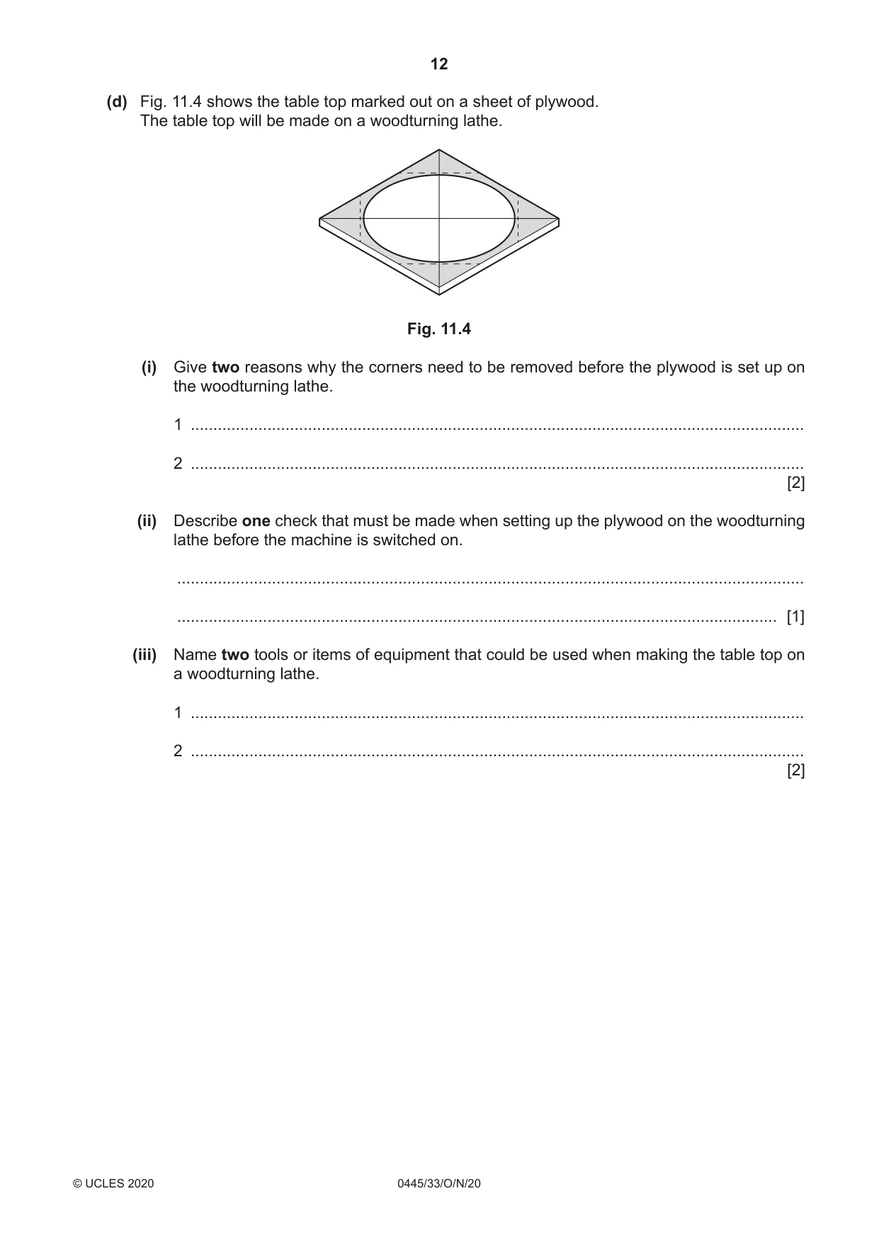 Cambridge IGCSE Design and Technology 0445 2020 Oct/Nov Paper 3 · Variant 3 question paper, page 12 of 20