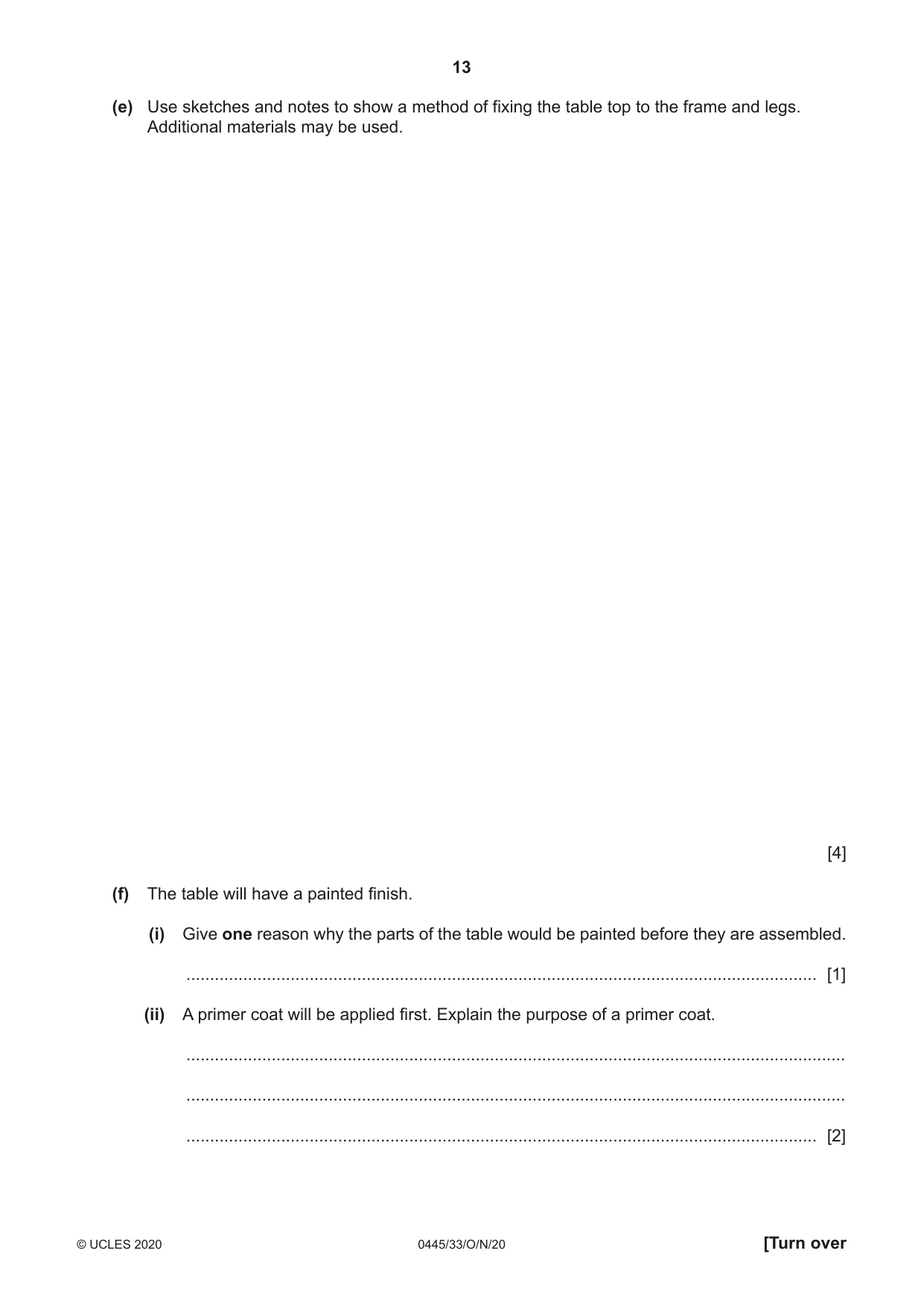 Cambridge IGCSE Design and Technology 0445 2020 Oct/Nov Paper 3 · Variant 3 question paper, page 13 of 20