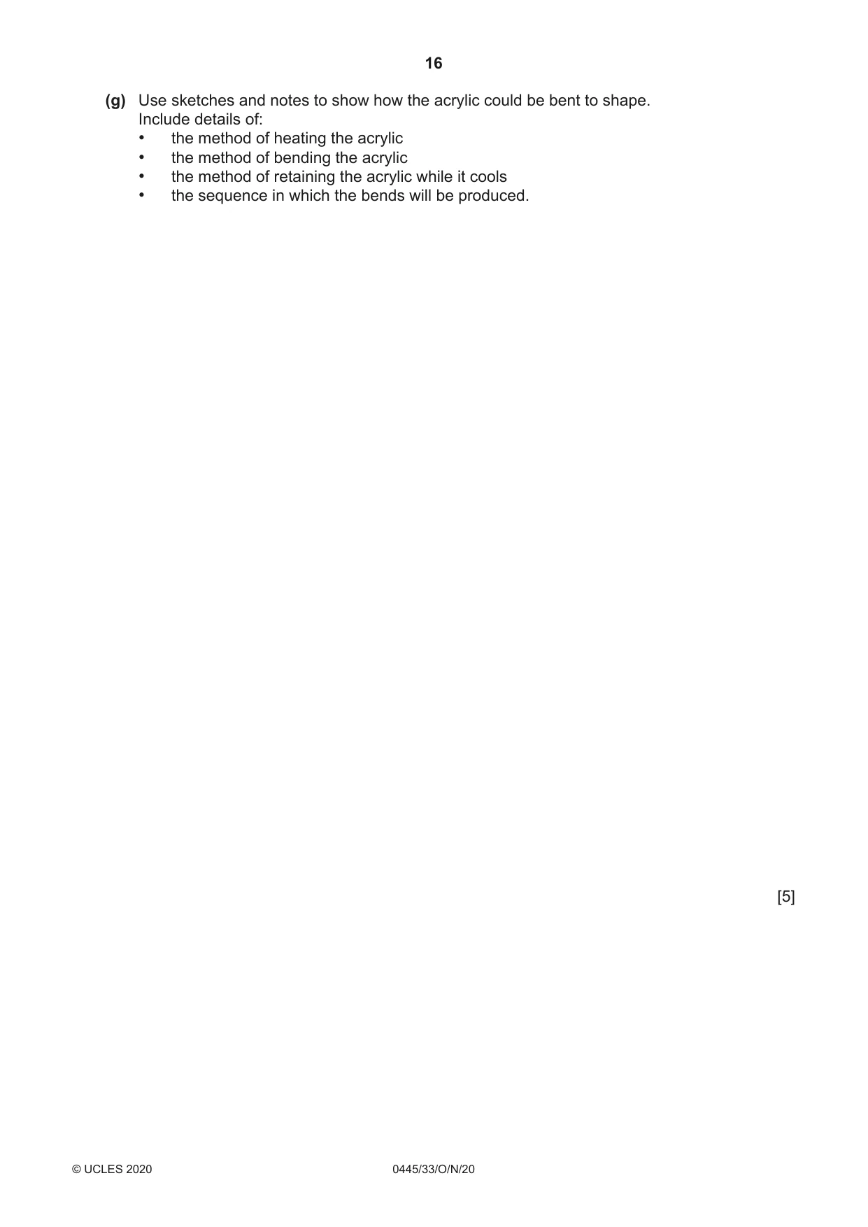 Cambridge IGCSE Design and Technology 0445 2020 Oct/Nov Paper 3 · Variant 3 question paper, page 16 of 20