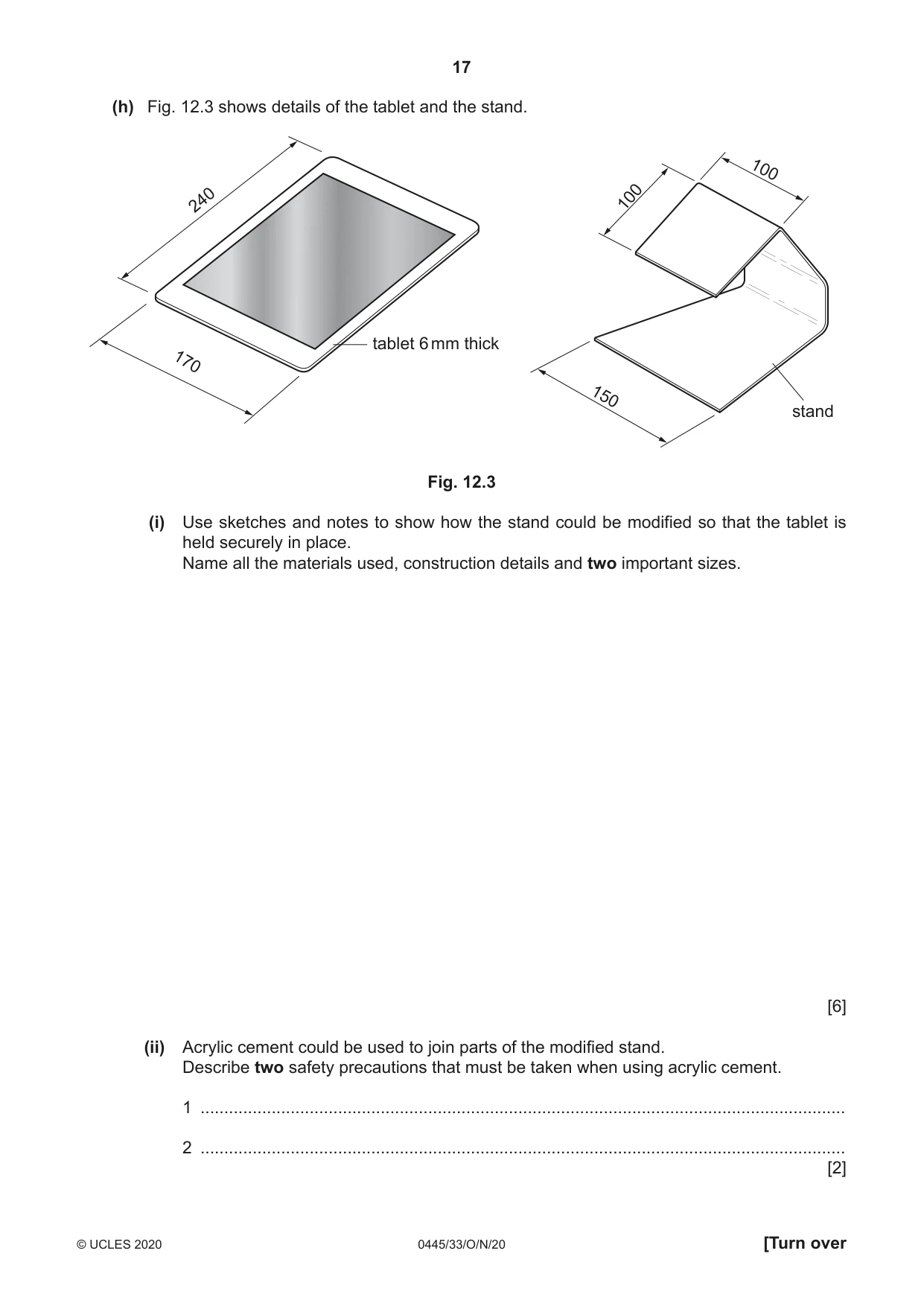 Cambridge IGCSE Design and Technology 0445 2020 Oct/Nov Paper 3 · Variant 3 question paper, page 17 of 20