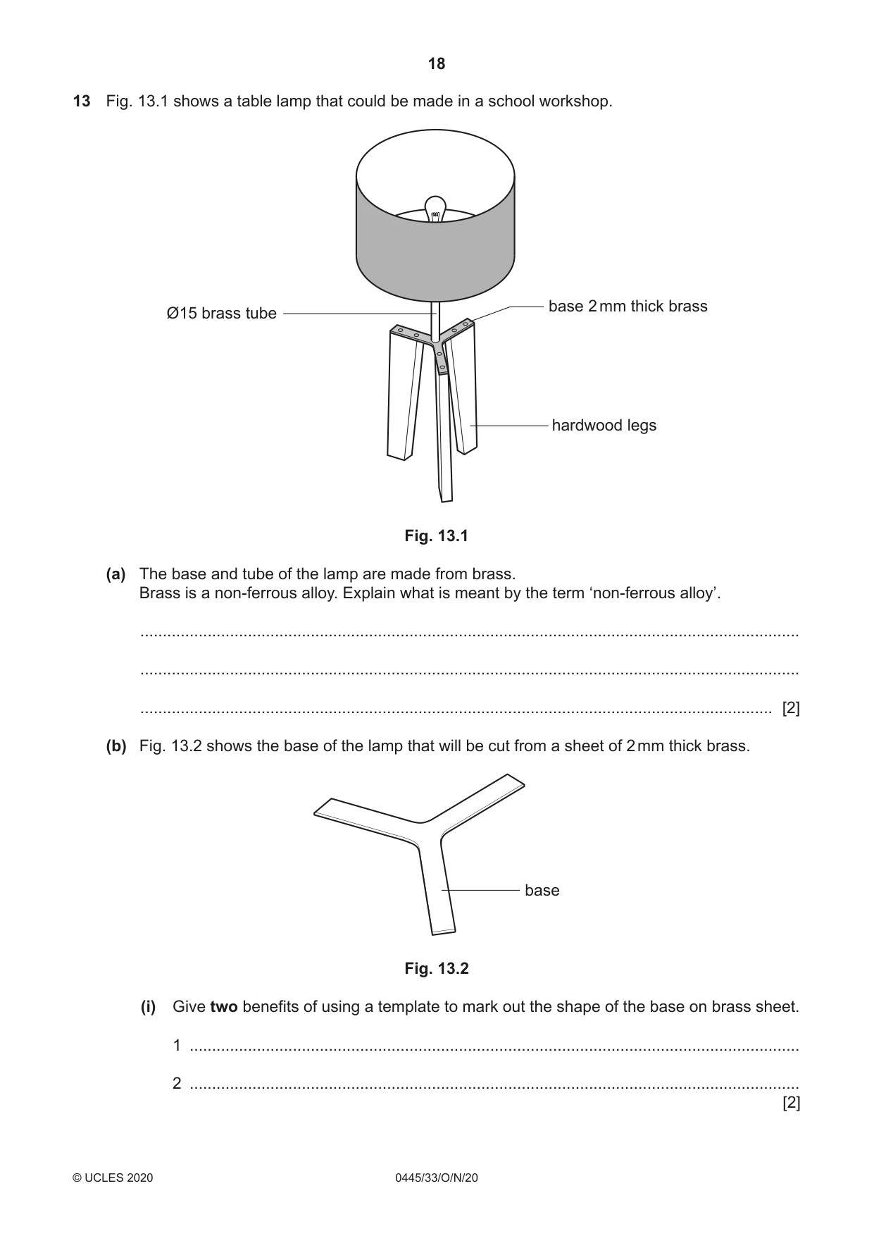 Cambridge IGCSE Design and Technology 0445 2020 Oct/Nov Paper 3 · Variant 3 question paper, page 18 of 20