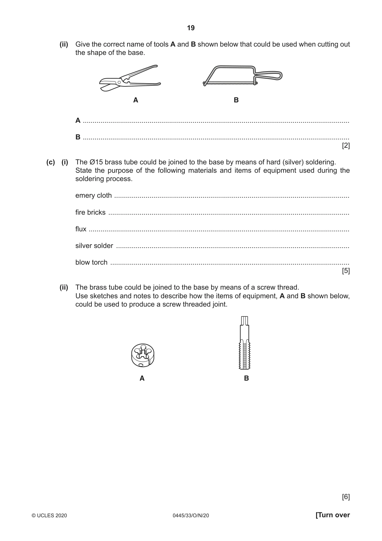 Cambridge IGCSE Design and Technology 0445 2020 Oct/Nov Paper 3 · Variant 3 question paper, page 19 of 20