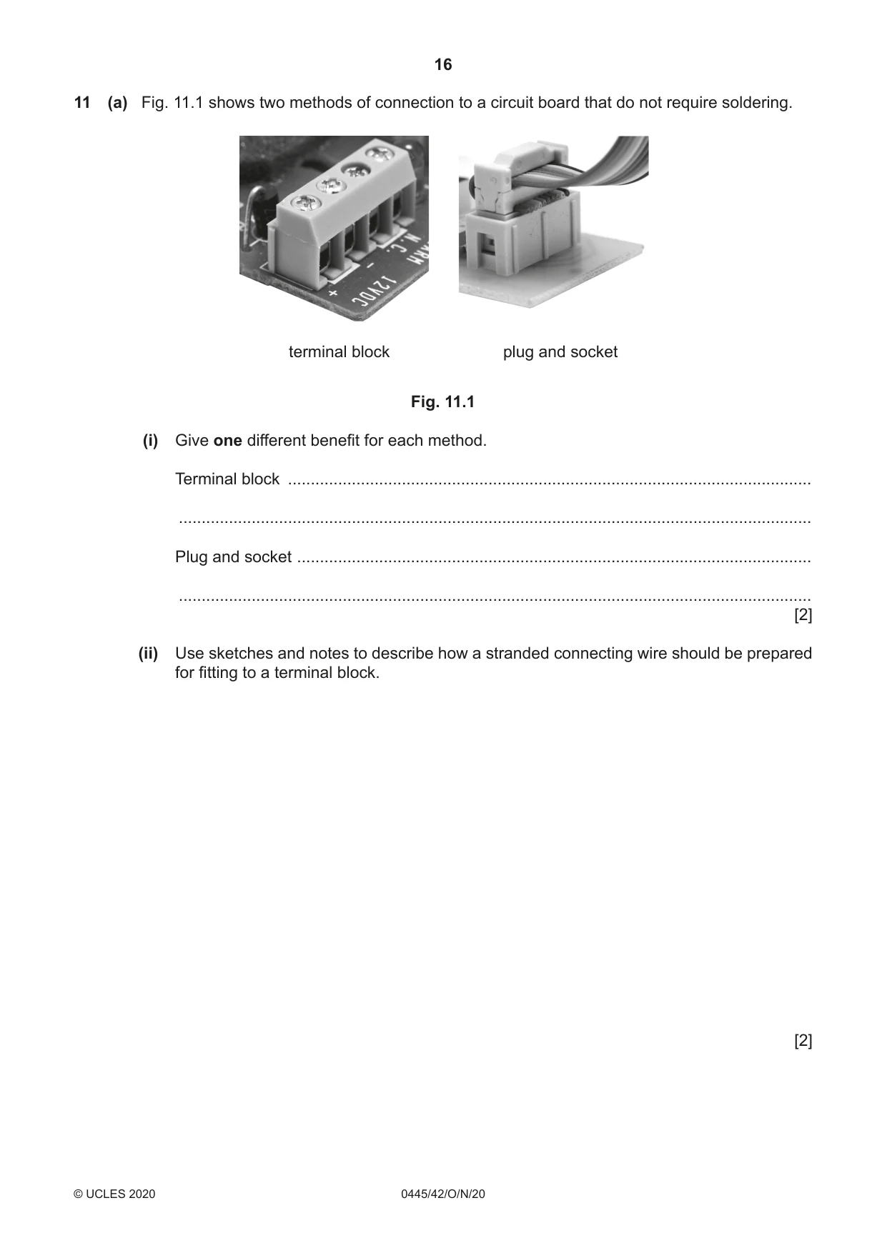 Cambridge IGCSE Design and Technology 0445 2020 Oct/Nov Paper 4 · Variant 2 question paper, page 16 of 20