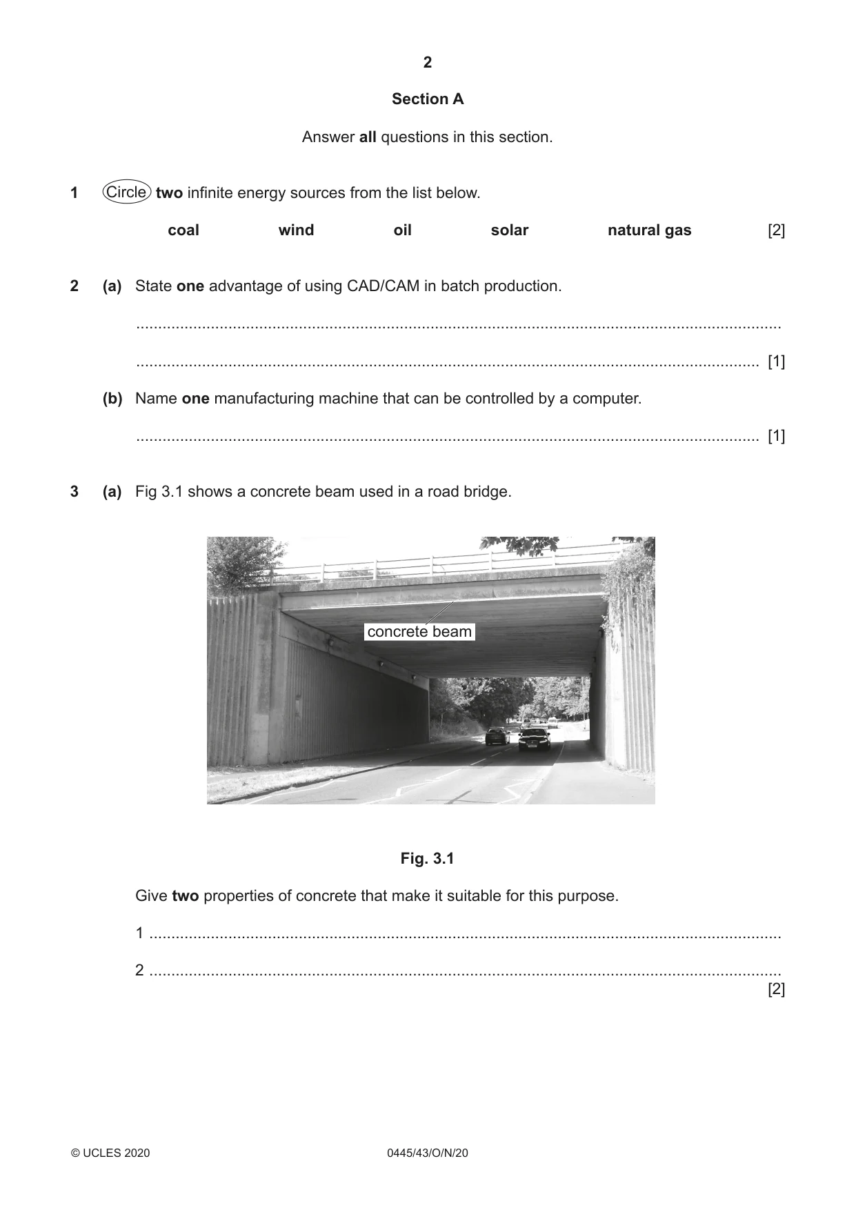 Cambridge IGCSE Design and Technology 0445 2020 Oct/Nov Paper 4 · Variant 3 question paper, page 2 of 20