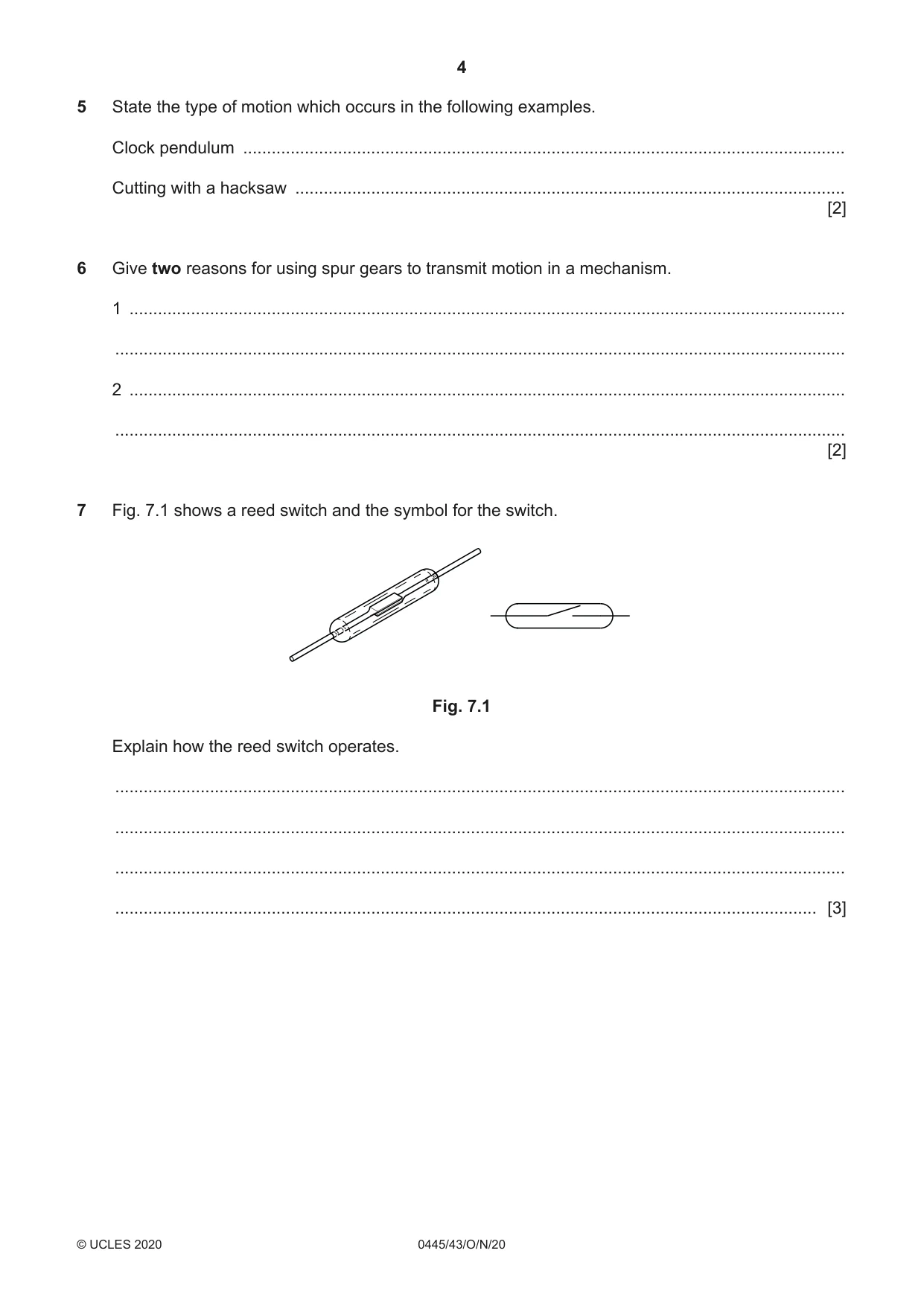 Cambridge IGCSE Design and Technology 0445 2020 Oct/Nov Paper 4 · Variant 3 question paper, page 4 of 20