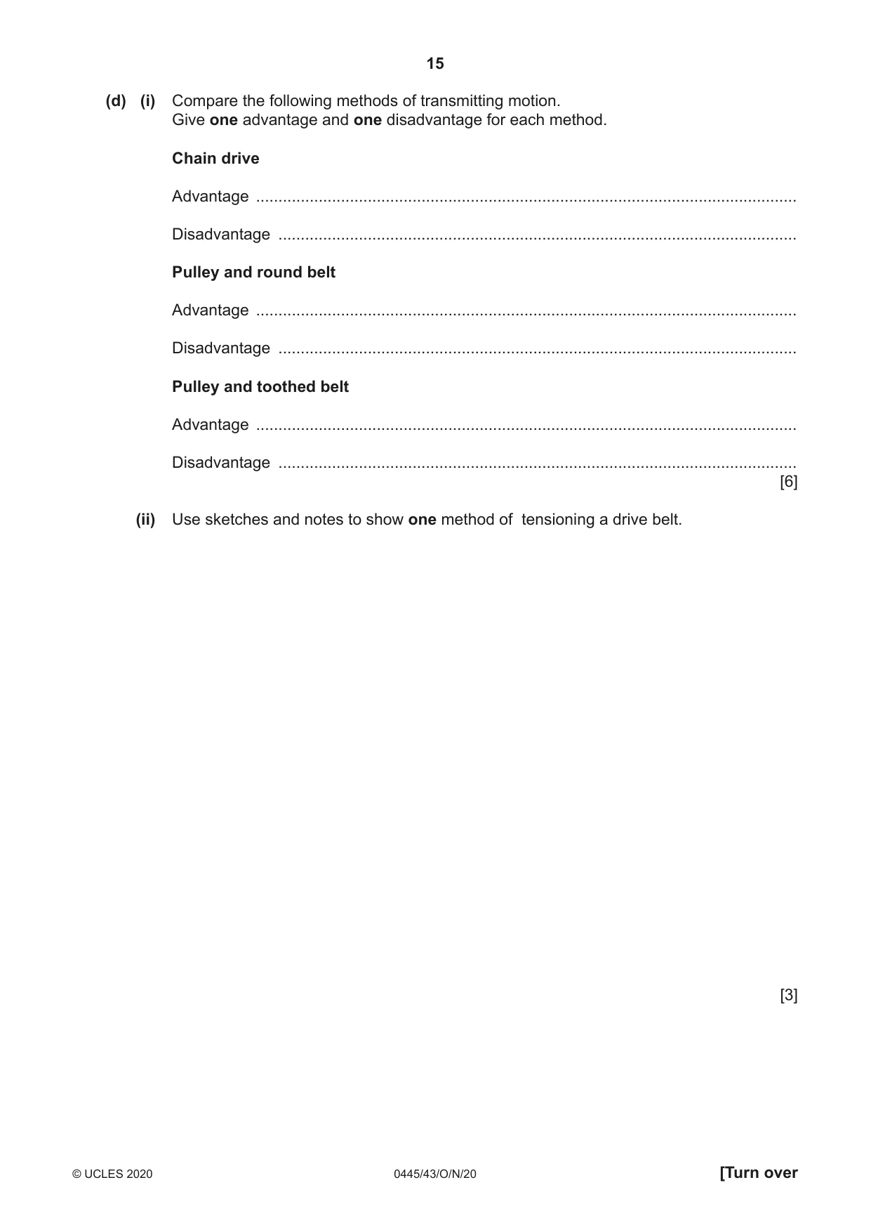 Cambridge IGCSE Design and Technology 0445 2020 Oct/Nov Paper 4 · Variant 3 question paper, page 15 of 20