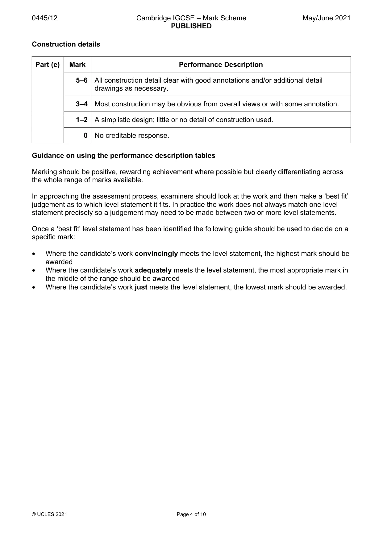 Mark scheme, page 4 of 10