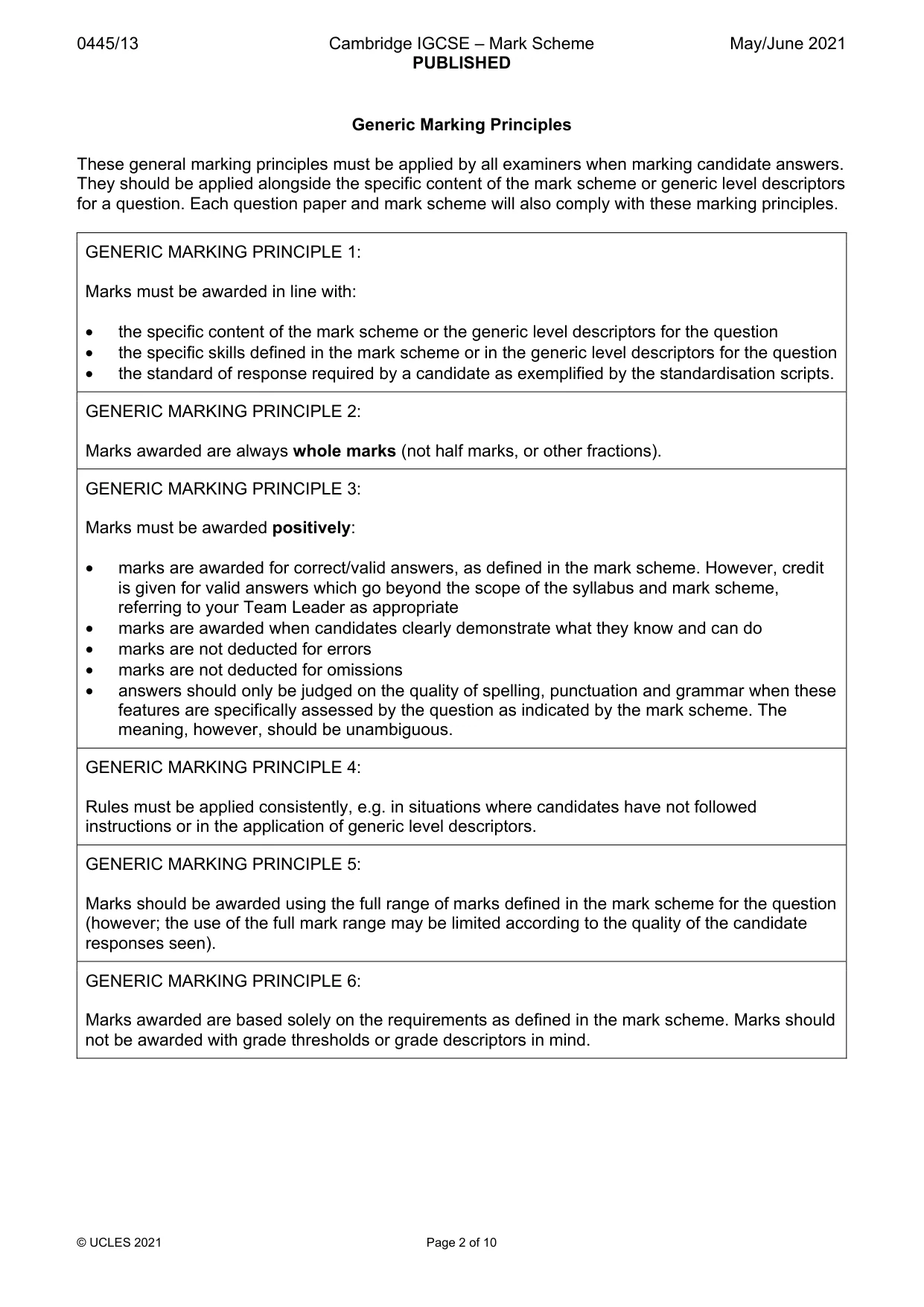 Mark scheme, page 2 of 10