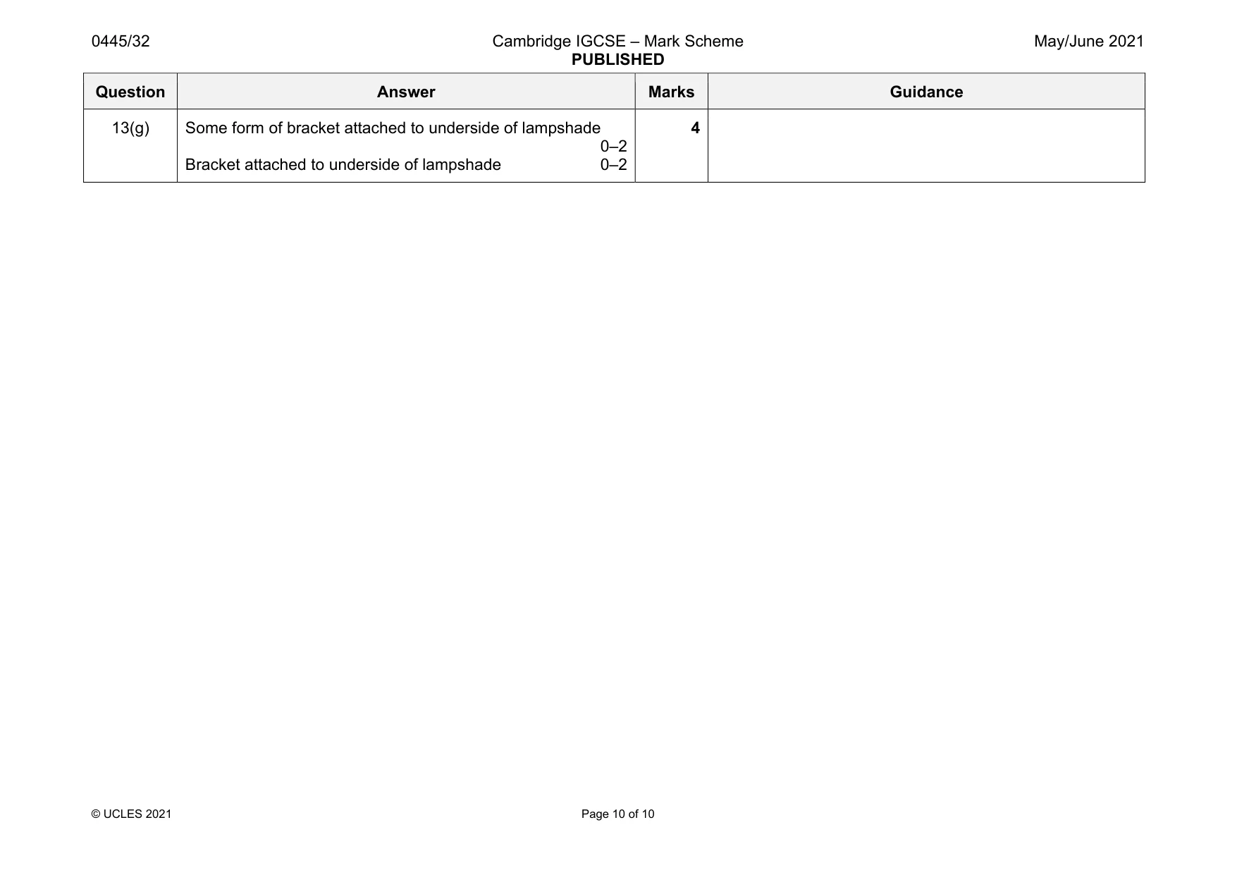 Mark scheme, page 10 of 10
