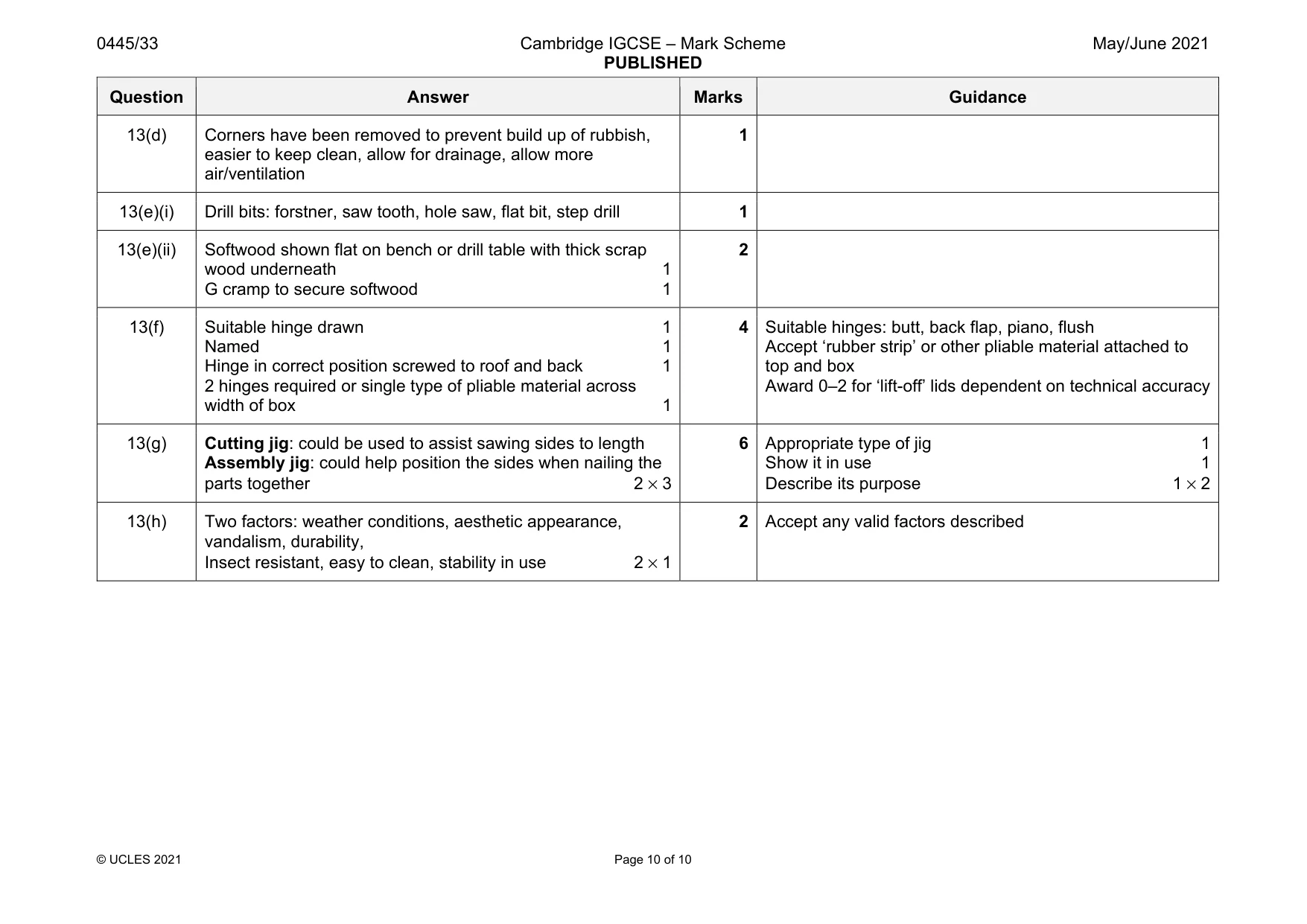 Mark scheme, page 10 of 10