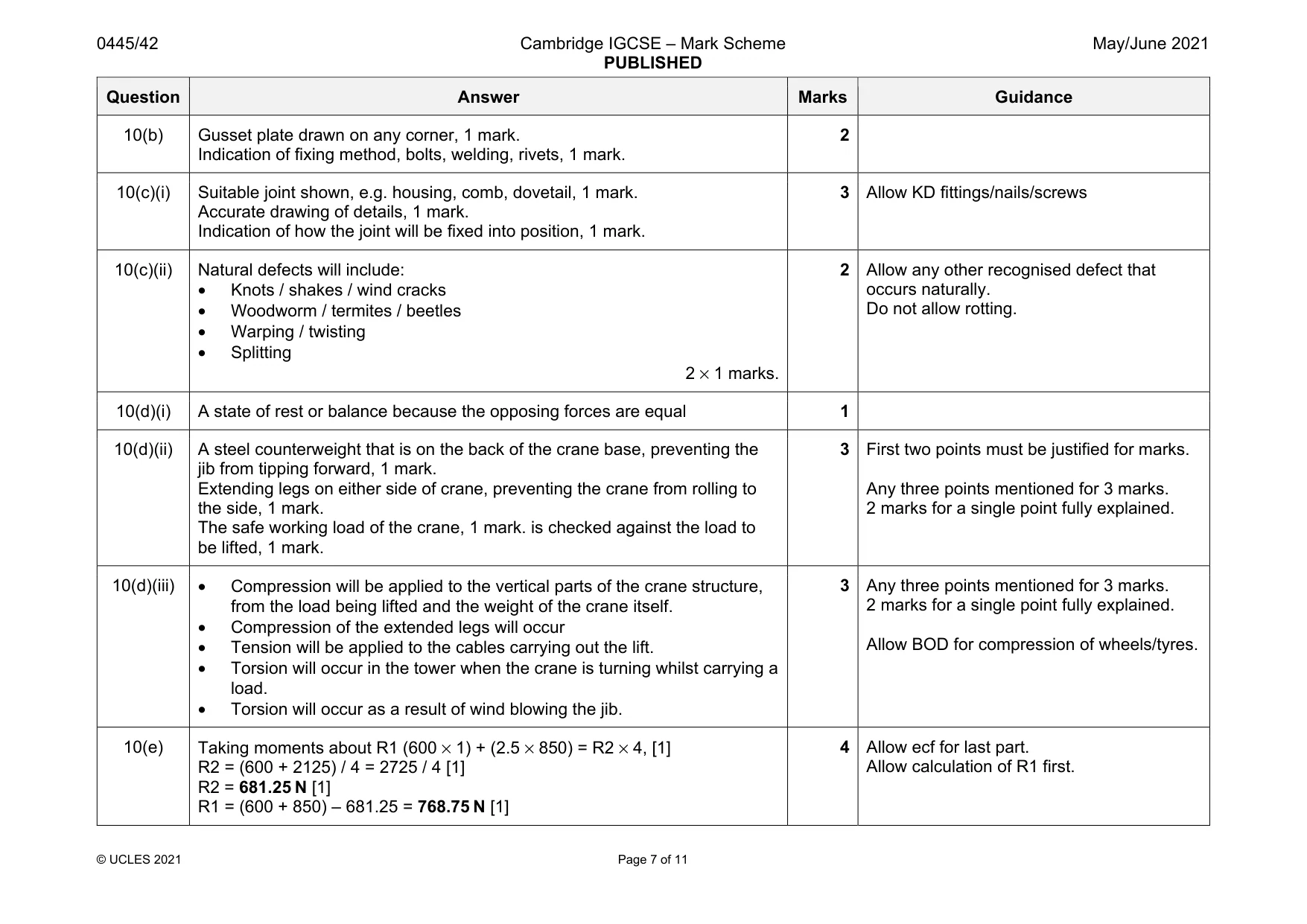 Mark scheme, page 7 of 11
