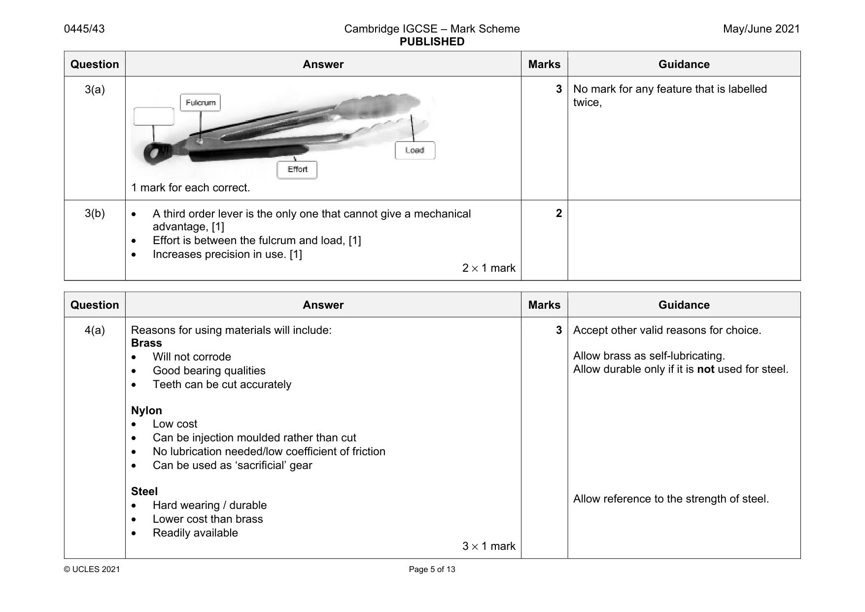 Mark scheme, page 5 of 13