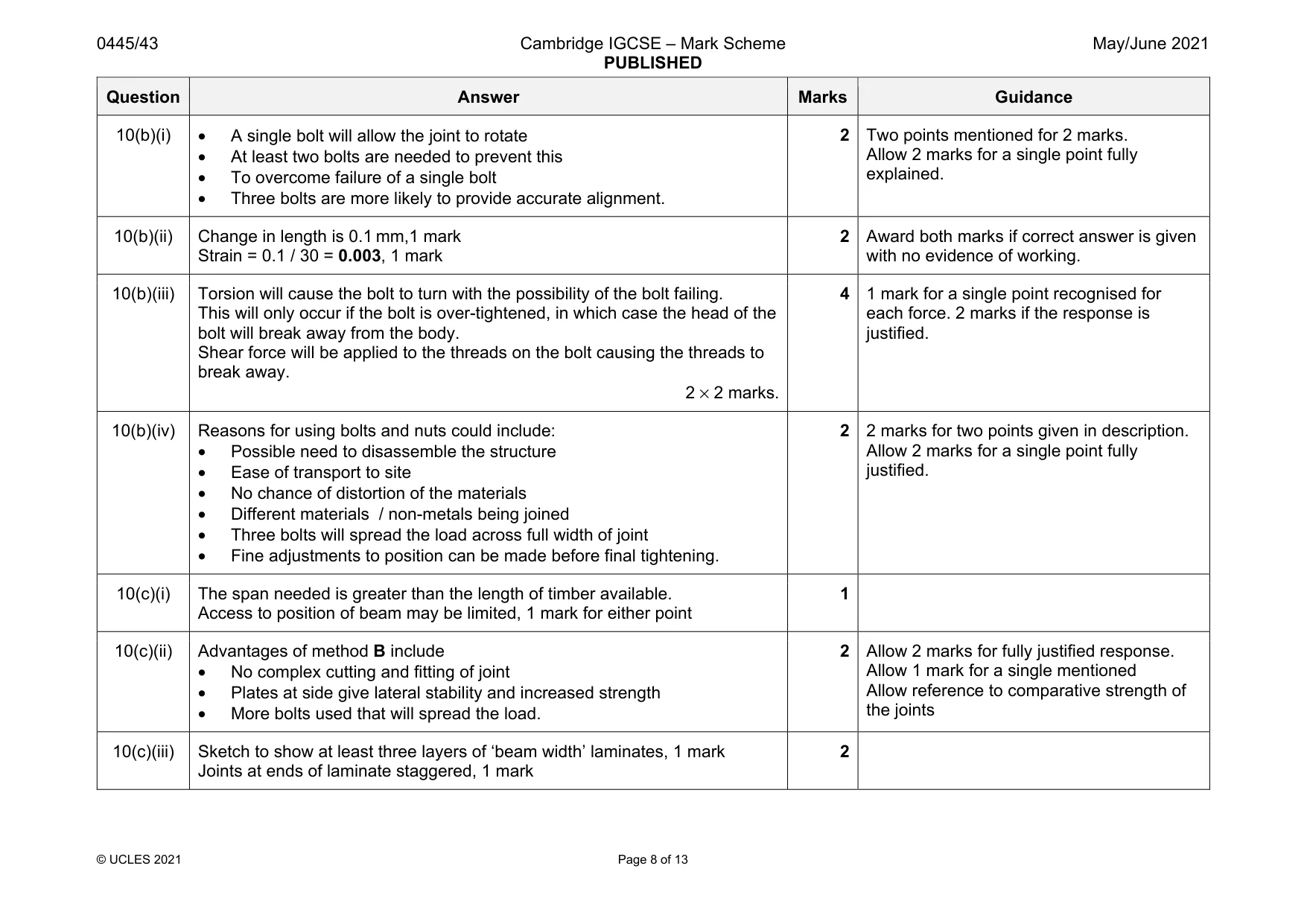Mark scheme, page 8 of 13