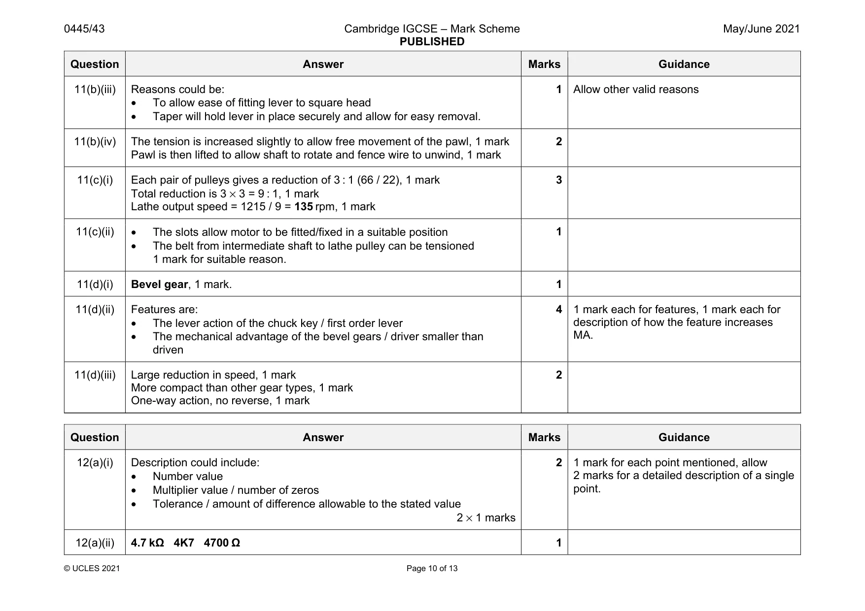 Mark scheme, page 10 of 13