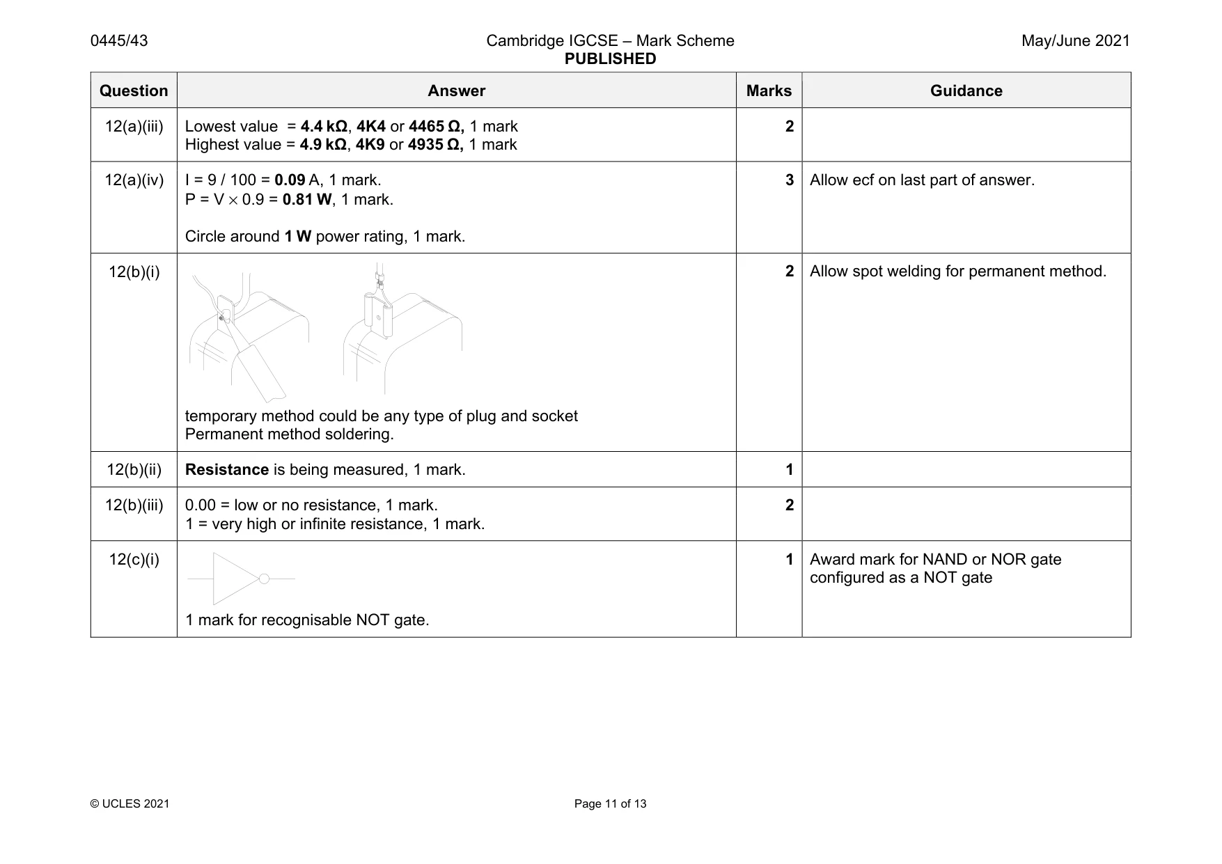 Mark scheme, page 11 of 13