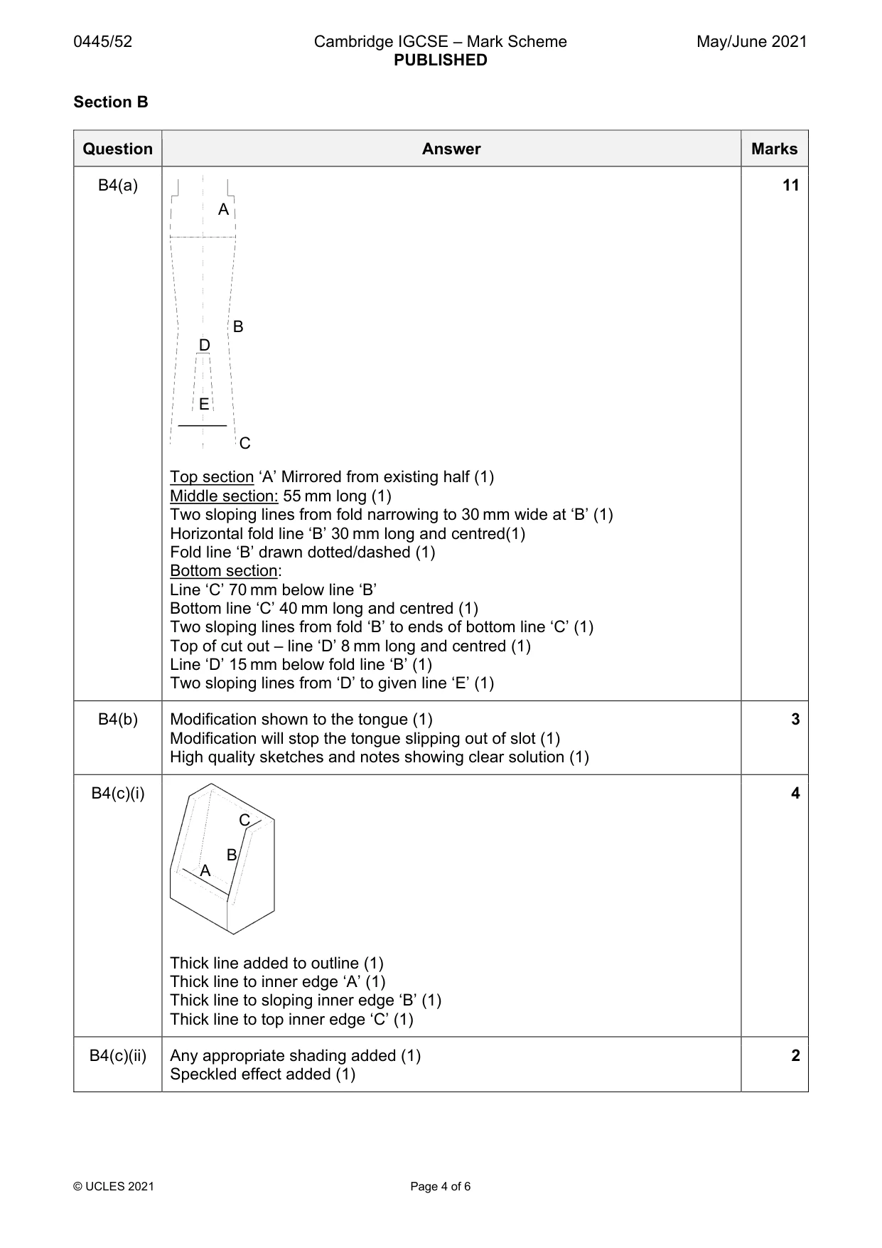 Mark scheme, page 4 of 6