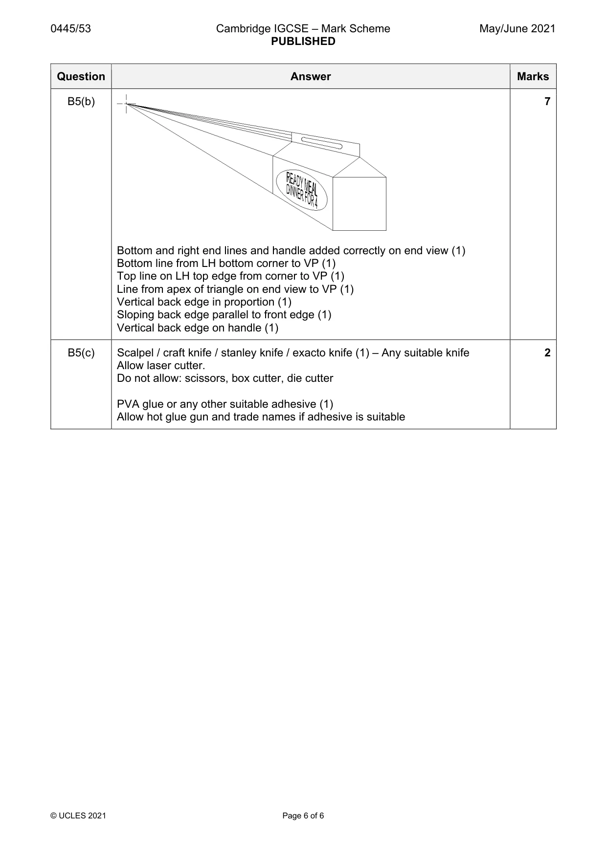 Mark scheme, page 6 of 6