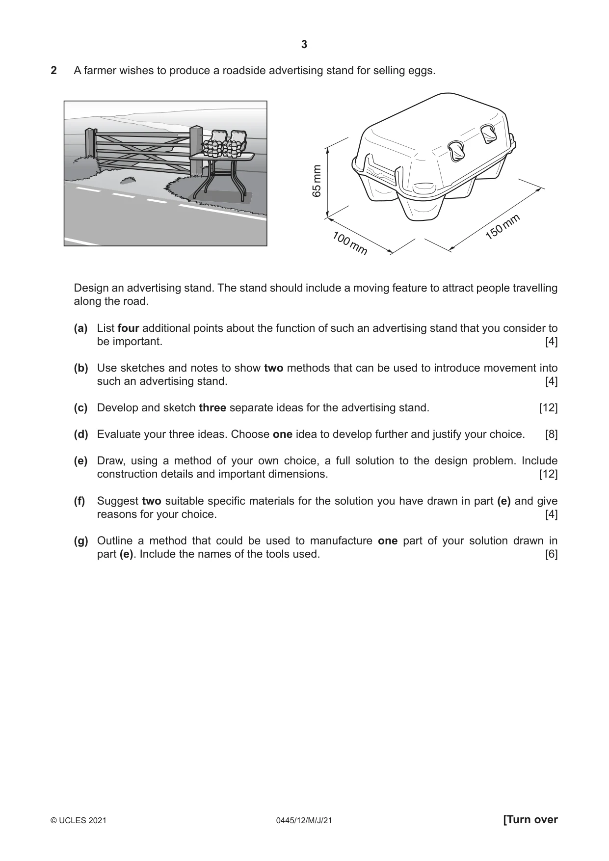 Cambridge IGCSE Design and Technology 0445 2021 May/June Paper 1 · Variant 2 question paper, page 3 of 4