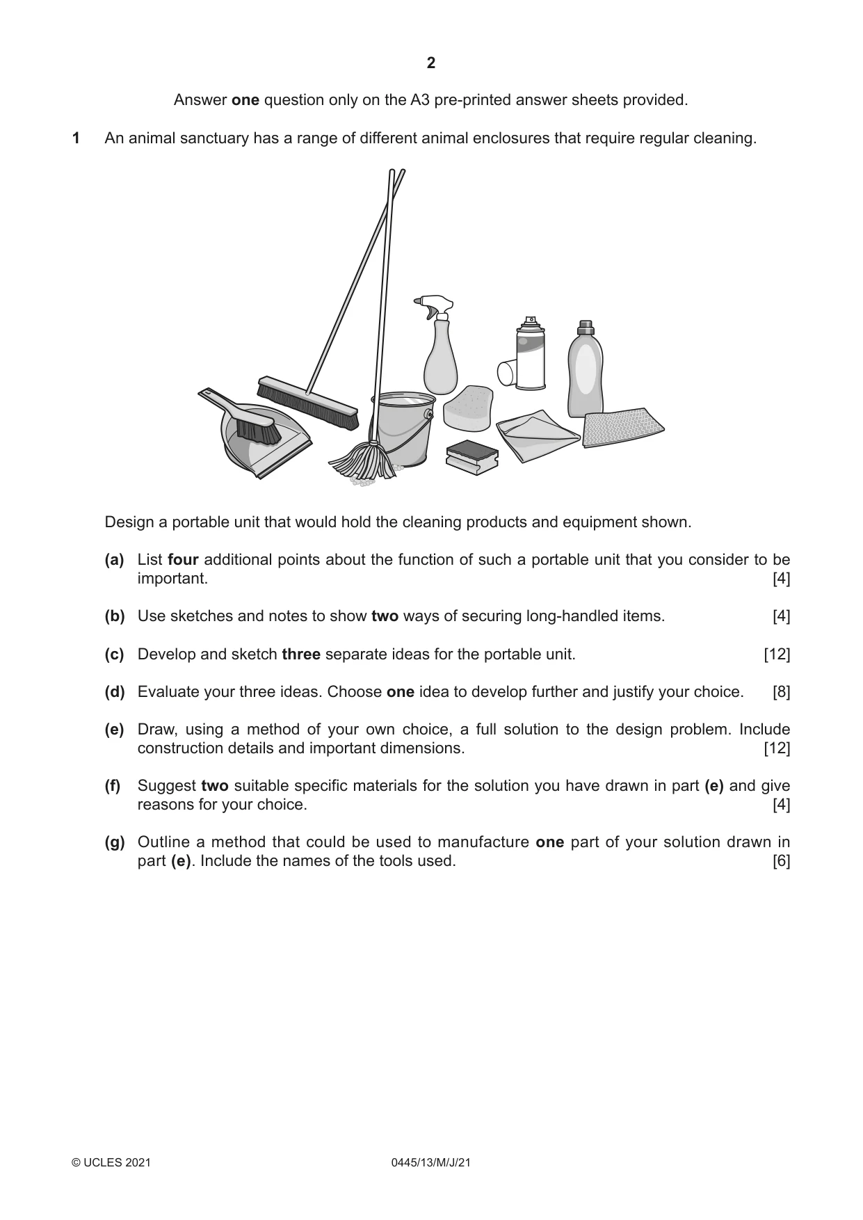 Cambridge IGCSE Design and Technology 0445 2021 May/June Paper 1 · Variant 3 question paper, page 2 of 4
