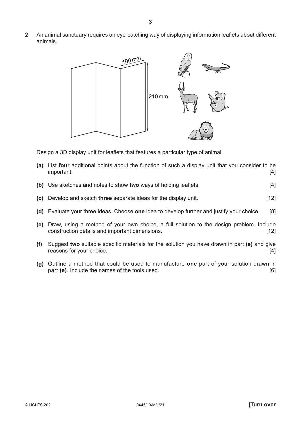 Cambridge IGCSE Design and Technology 0445 2021 May/June Paper 1 · Variant 3 question paper, page 3 of 4