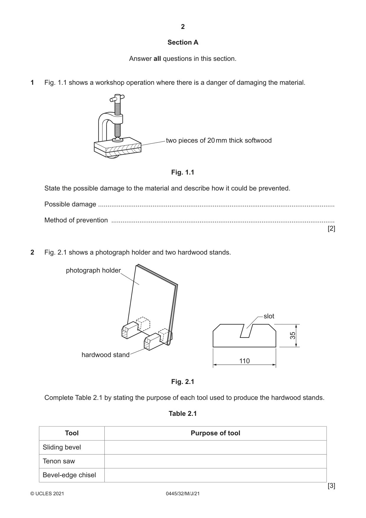 Cambridge IGCSE Design and Technology 0445 2021 May/June Paper 3 · Variant 2 question paper, page 2 of 24