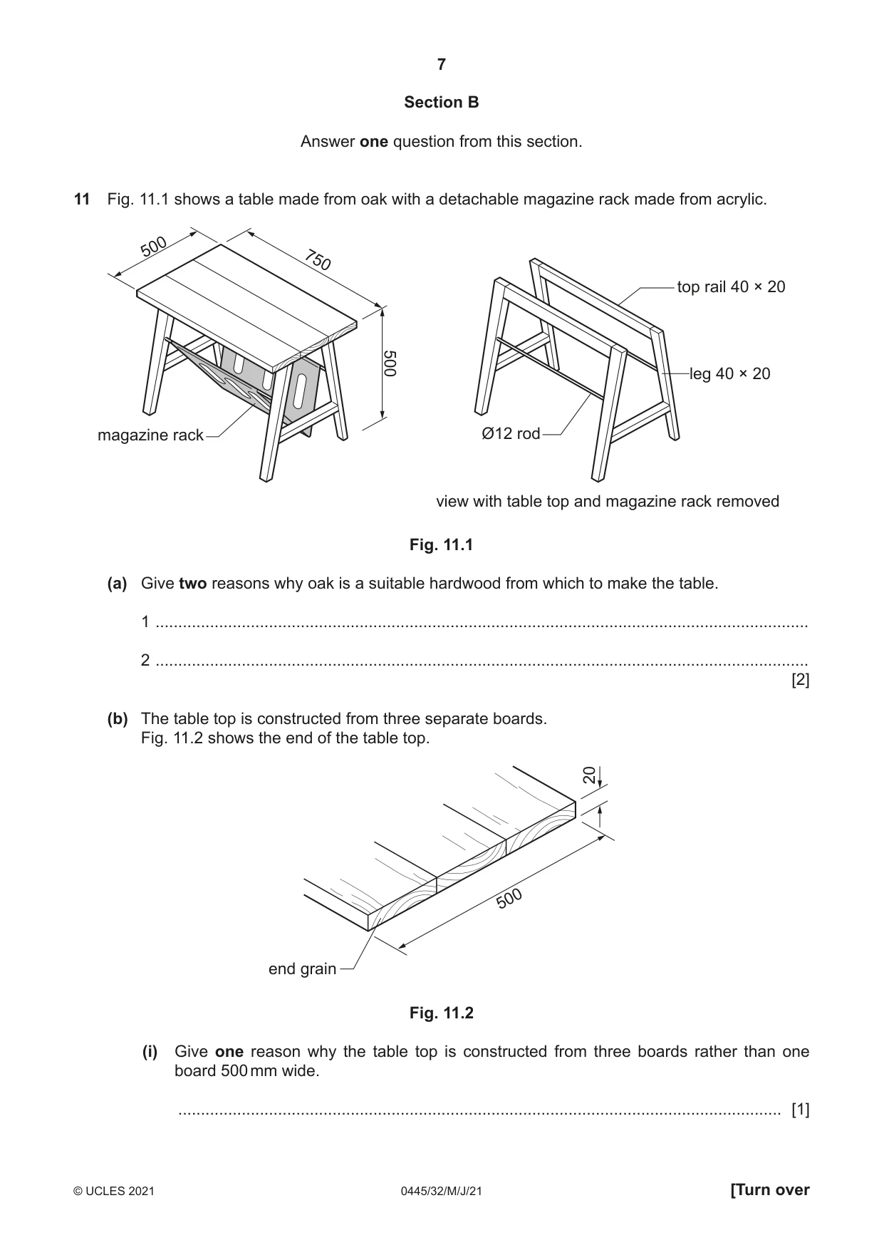 Cambridge IGCSE Design and Technology 0445 2021 May/June Paper 3 · Variant 2 question paper, page 7 of 24