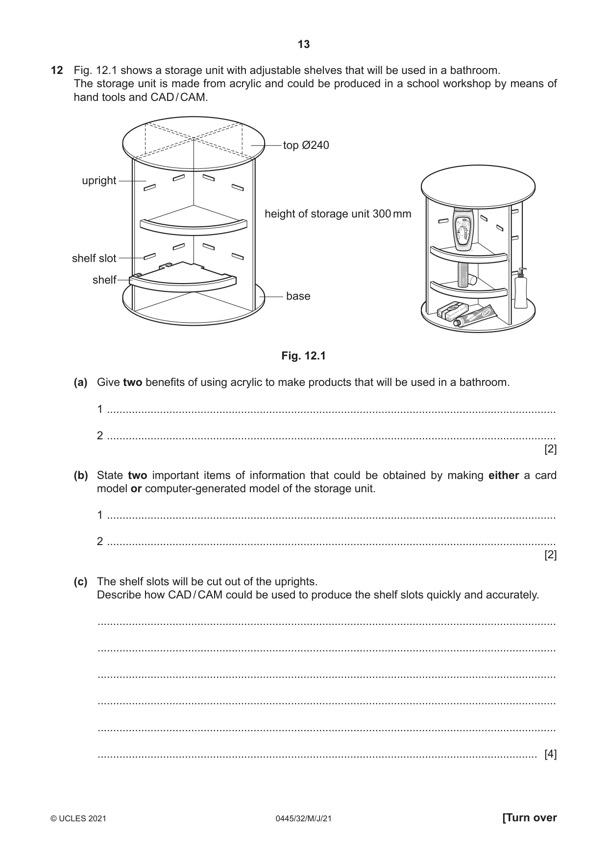 Cambridge IGCSE Design and Technology 0445 2021 May/June Paper 3 · Variant 2 question paper, page 13 of 24
