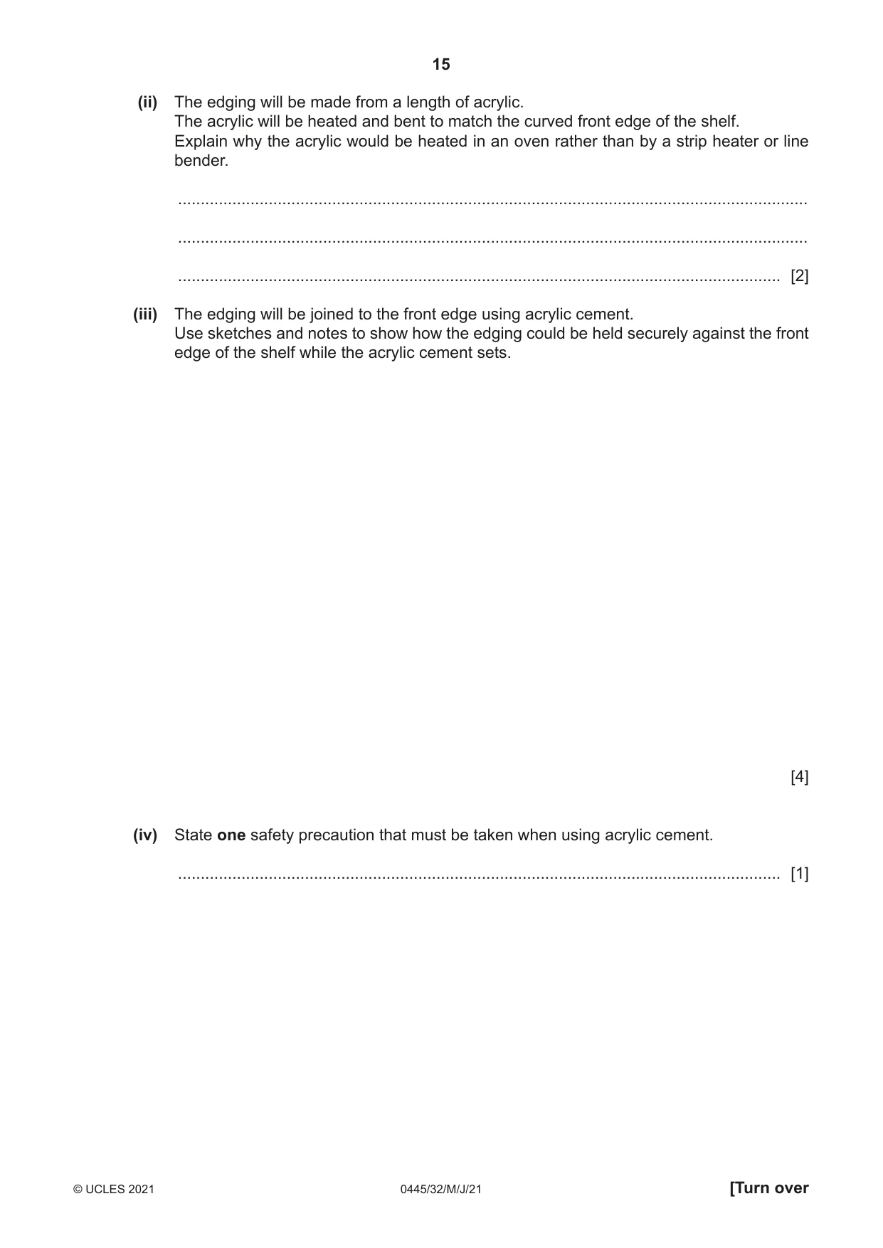Cambridge IGCSE Design and Technology 0445 2021 May/June Paper 3 · Variant 2 question paper, page 15 of 24