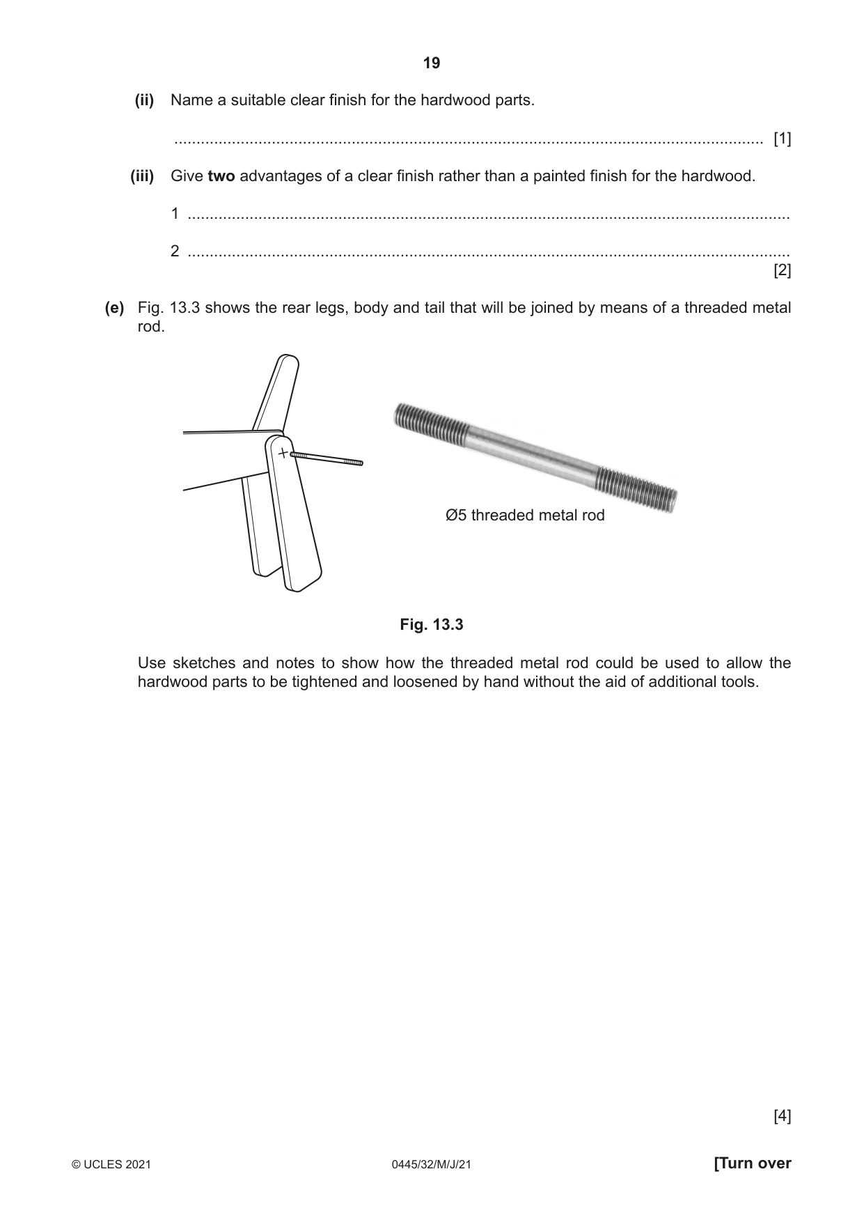 Cambridge IGCSE Design and Technology 0445 2021 May/June Paper 3 · Variant 2 question paper, page 19 of 24