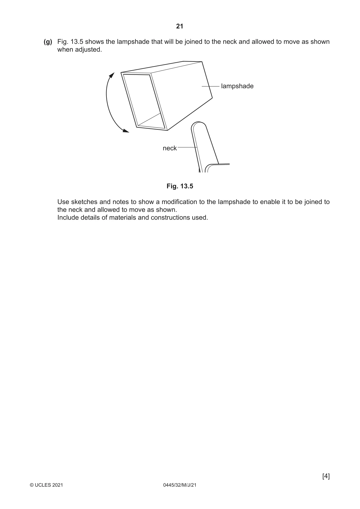Cambridge IGCSE Design and Technology 0445 2021 May/June Paper 3 · Variant 2 question paper, page 21 of 24