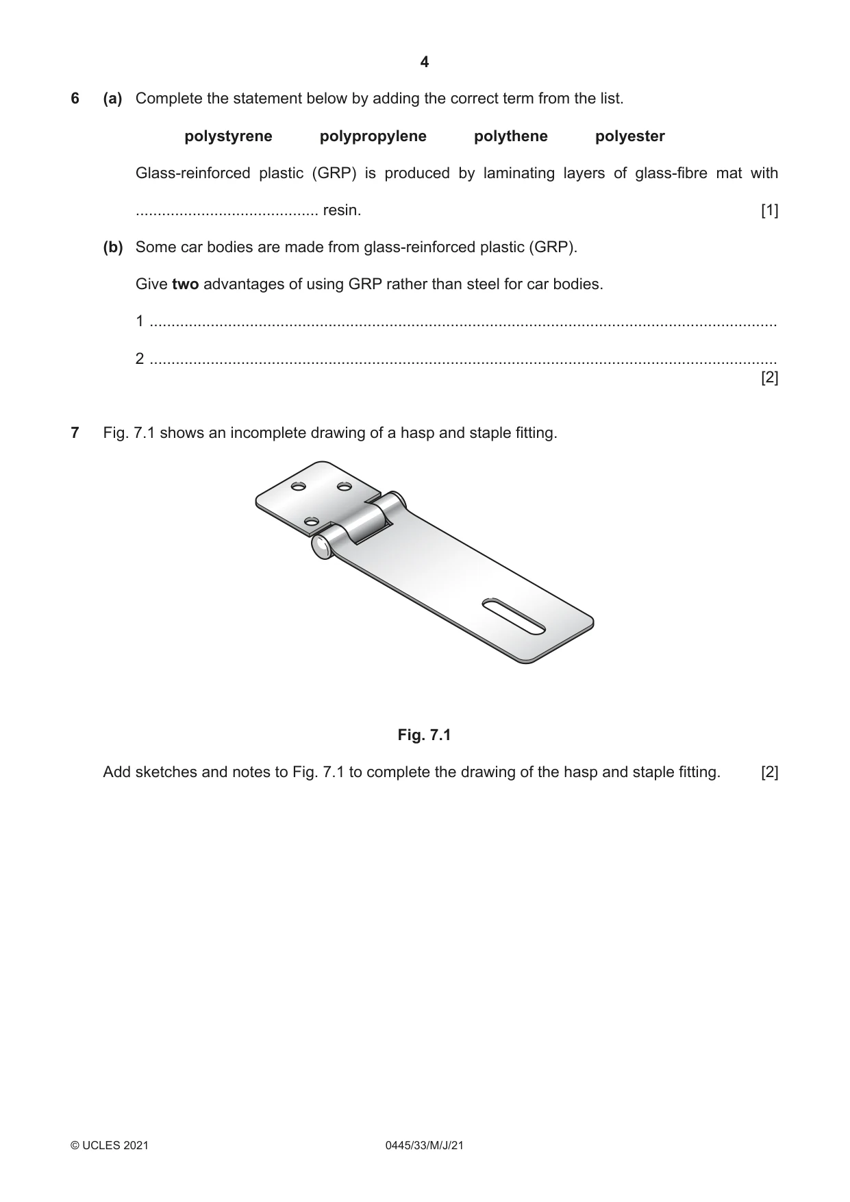 Cambridge IGCSE Design and Technology 0445 2021 May/June Paper 3 · Variant 3 question paper, page 4 of 20