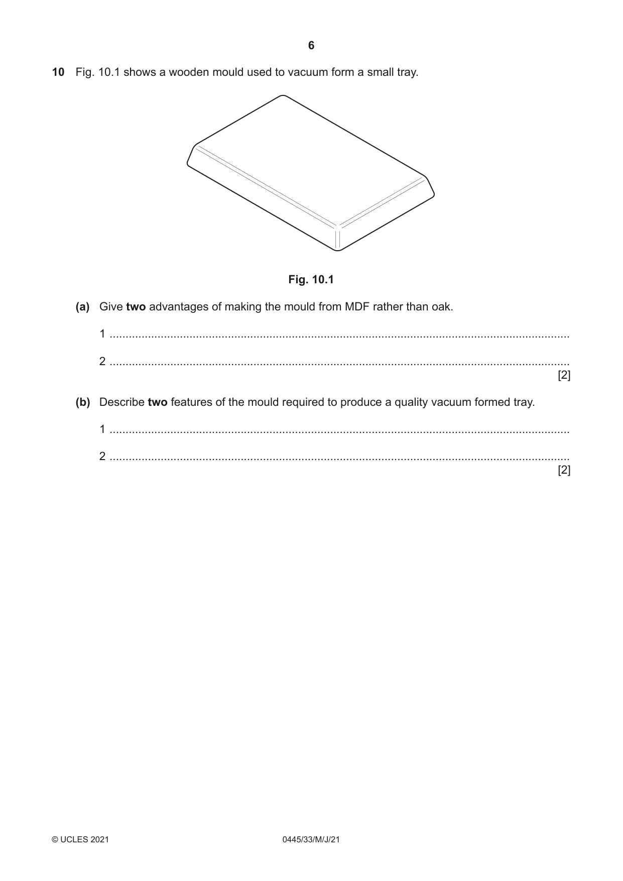 Cambridge IGCSE Design and Technology 0445 2021 May/June Paper 3 · Variant 3 question paper, page 6 of 20