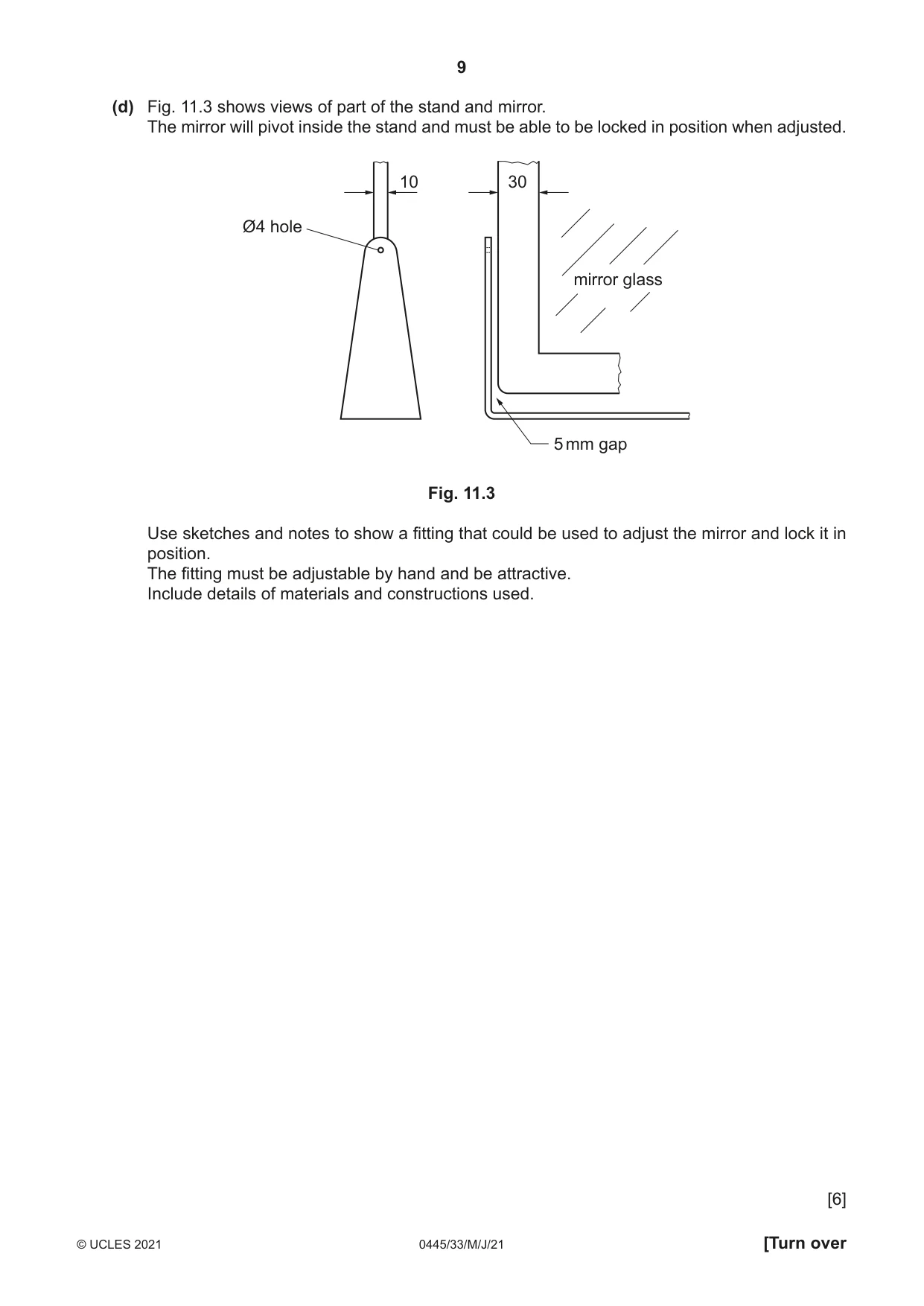 Cambridge IGCSE Design and Technology 0445 2021 May/June Paper 3 · Variant 3 question paper, page 9 of 20