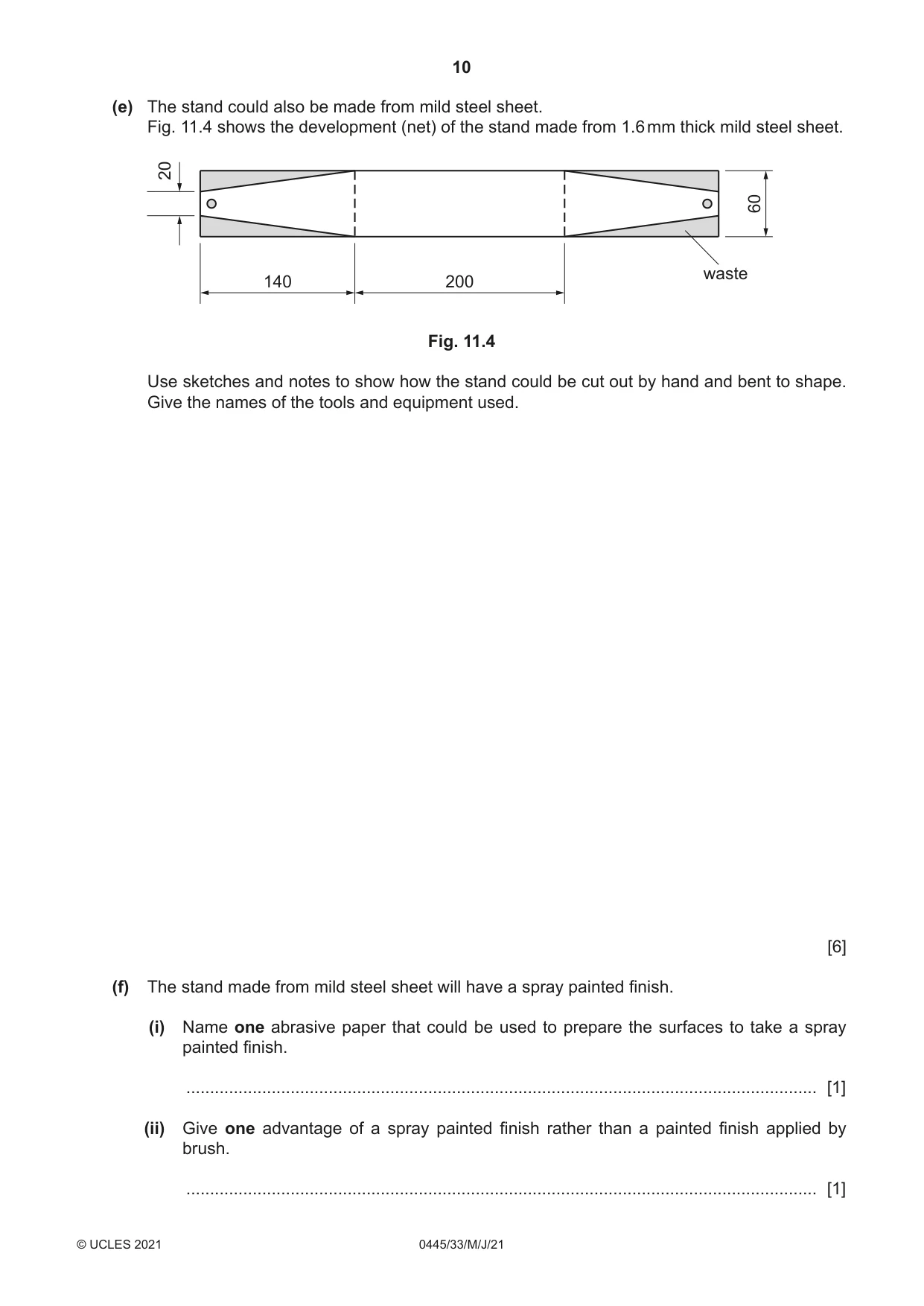 Cambridge IGCSE Design and Technology 0445 2021 May/June Paper 3 · Variant 3 question paper, page 10 of 20