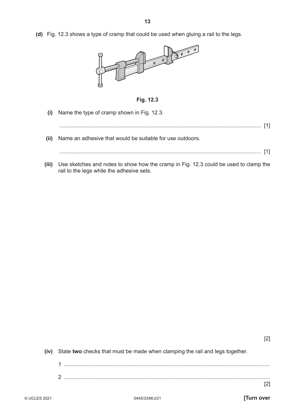 Cambridge IGCSE Design and Technology 0445 2021 May/June Paper 3 · Variant 3 question paper, page 13 of 20