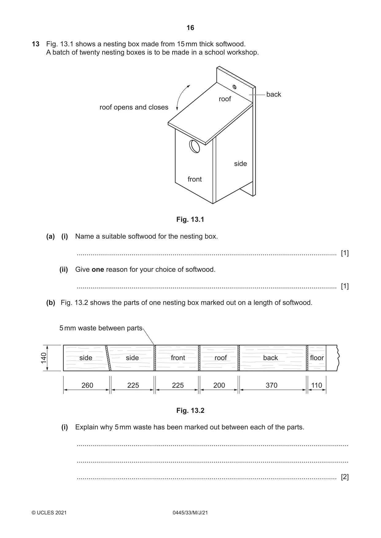 Cambridge IGCSE Design and Technology 0445 2021 May/June Paper 3 · Variant 3 question paper, page 16 of 20